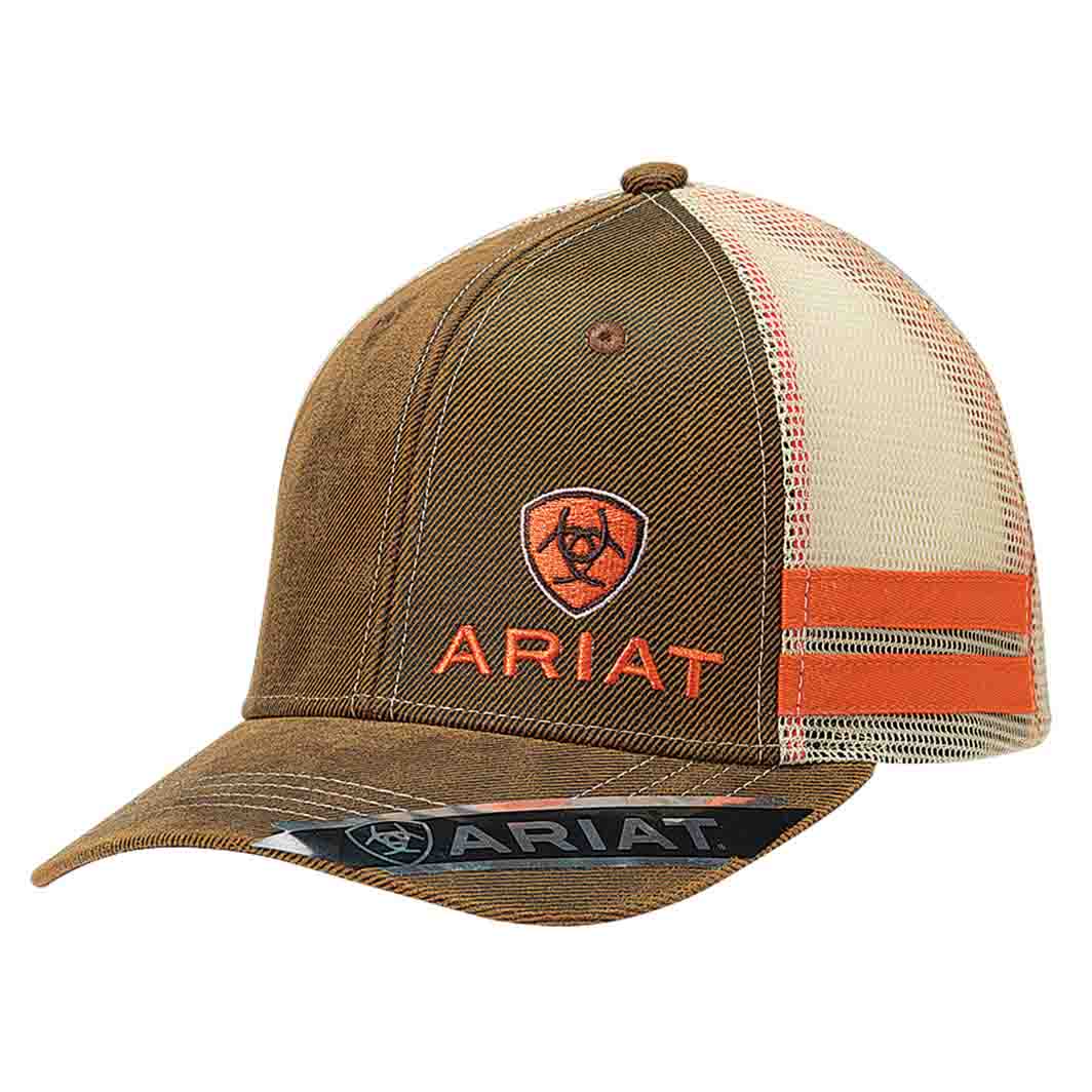 Ariat Men's Ball Cap Snapback Brown with Orange