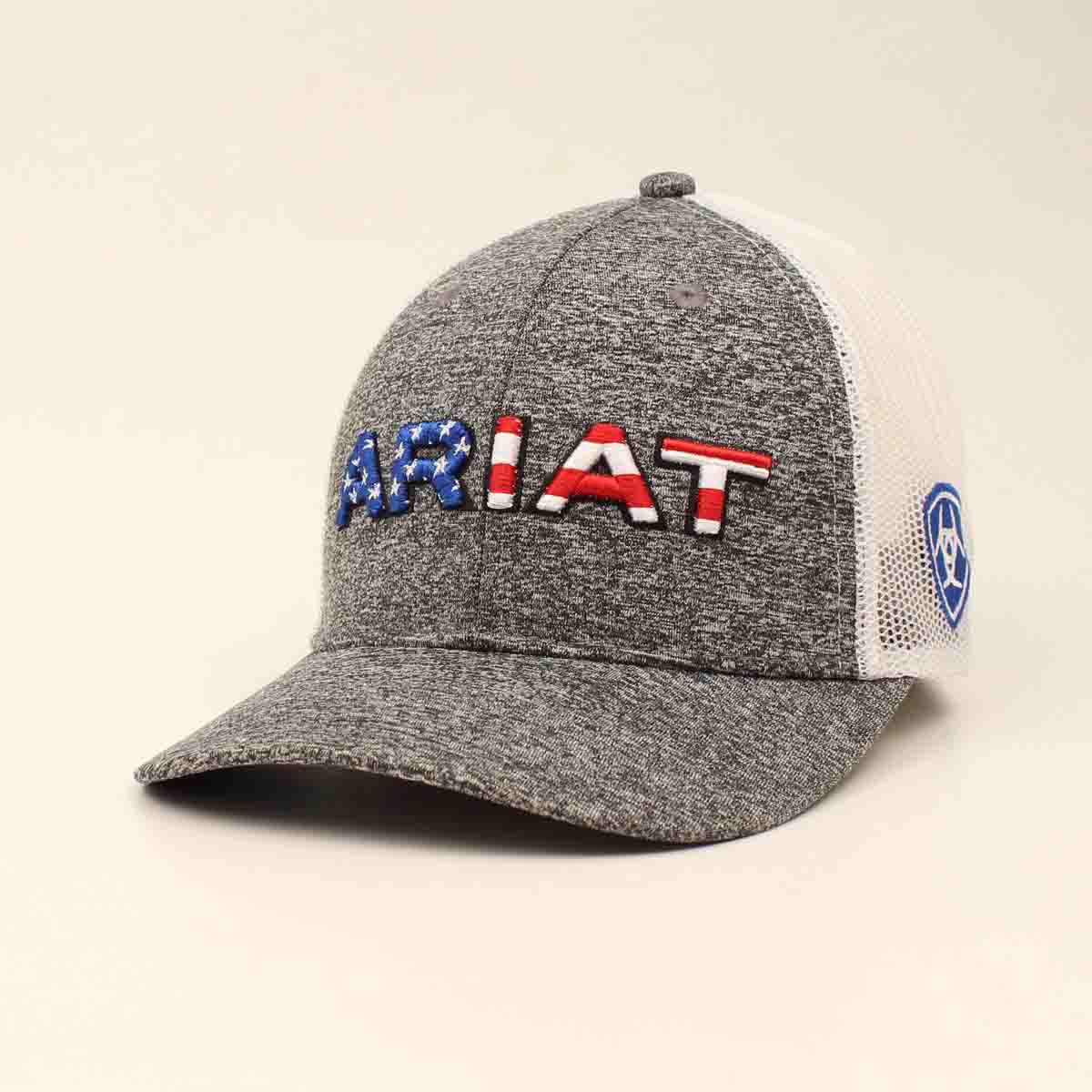 Ariat Men's USA Flag Embroidered Grey Cap