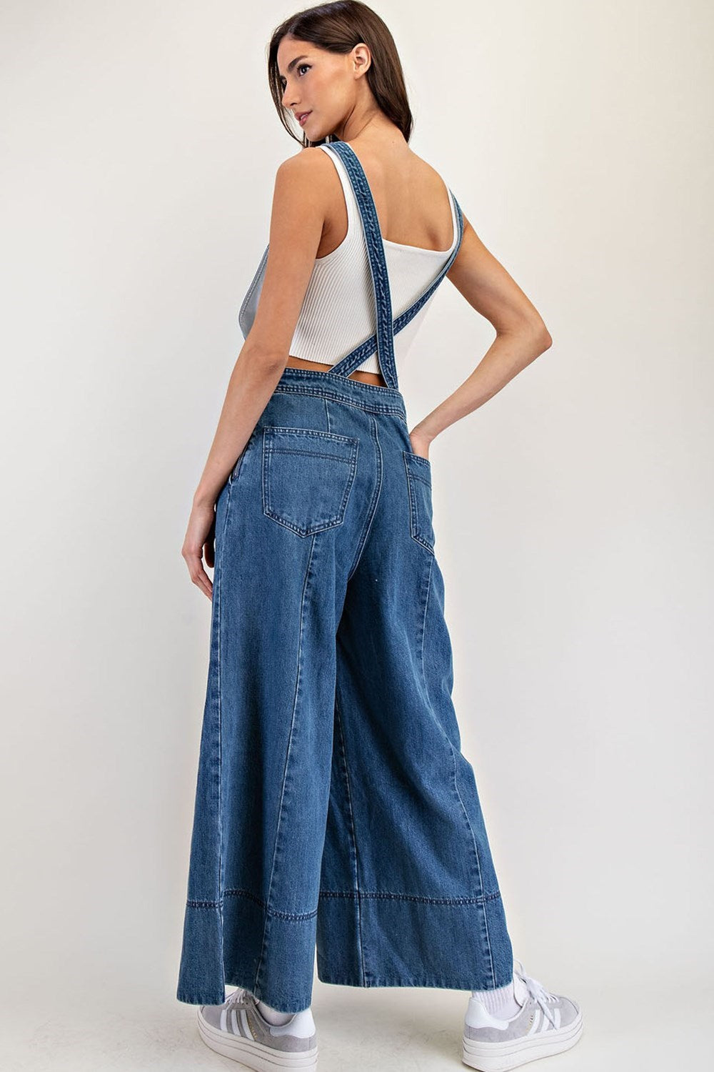 Wide Leg Denim Overalls by ee:some