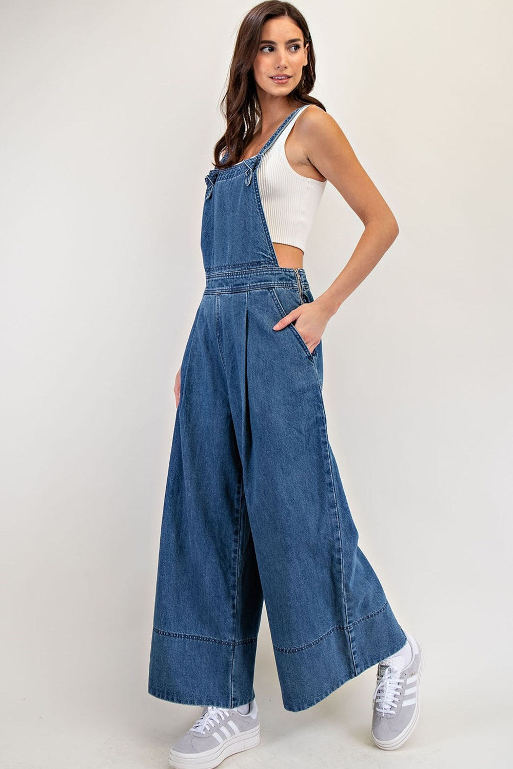 Wide Leg Denim Overalls by ee:some