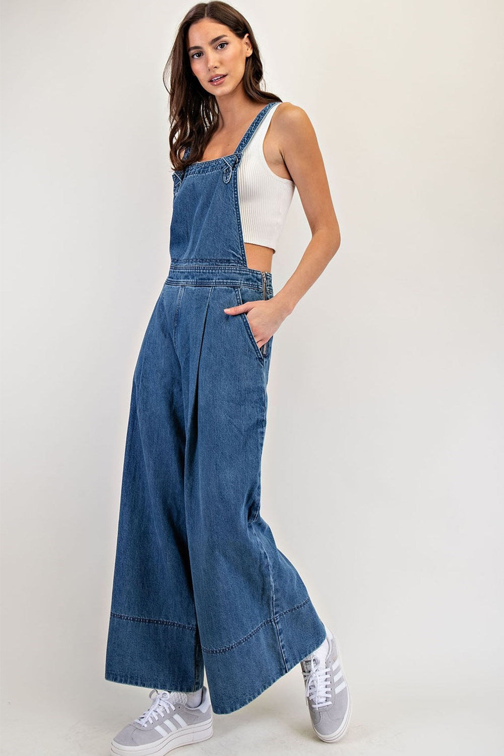 Wide Leg Denim Overalls by ee:some