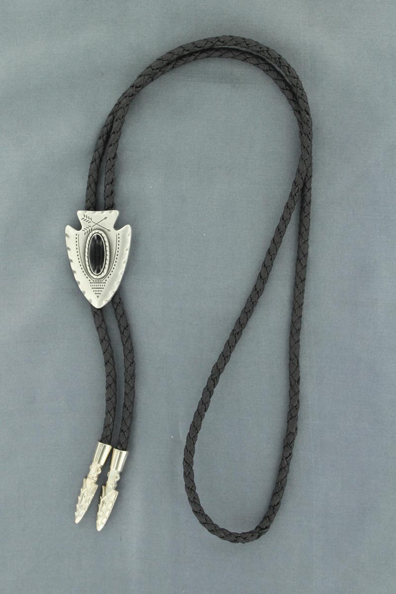 Double S Arrowhead with Black Stone Bolo Tie by M&F Western