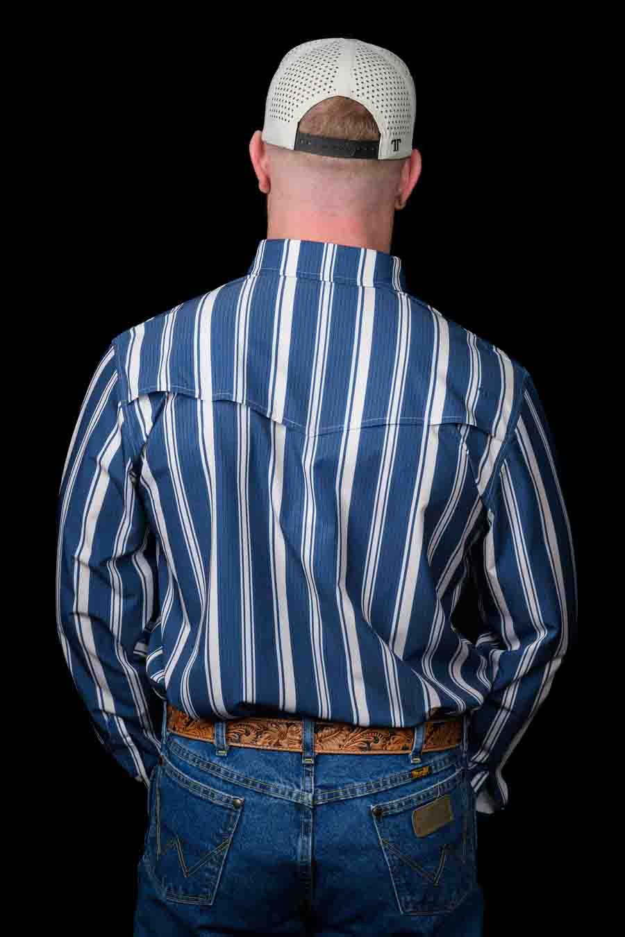 The Atlas Long-Sleeve Snap Shirt in Blue by Ferrell