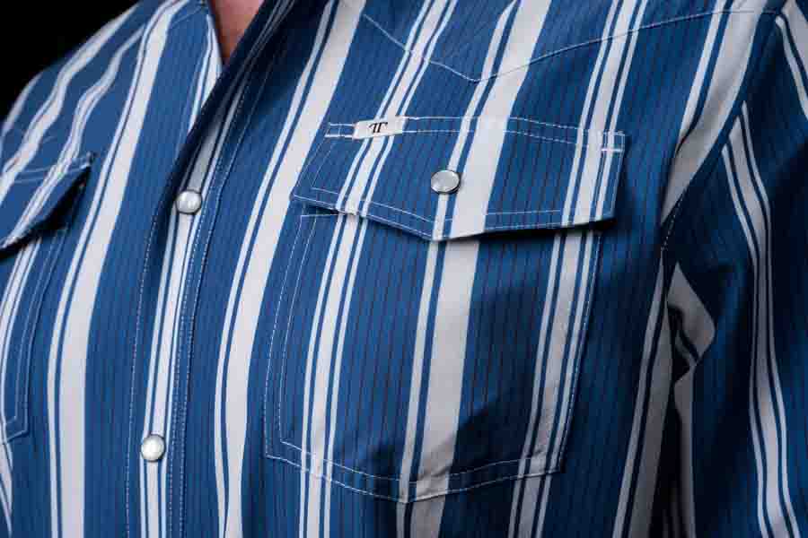 The Atlas Long-Sleeve Snap Shirt in Blue by Ferrell