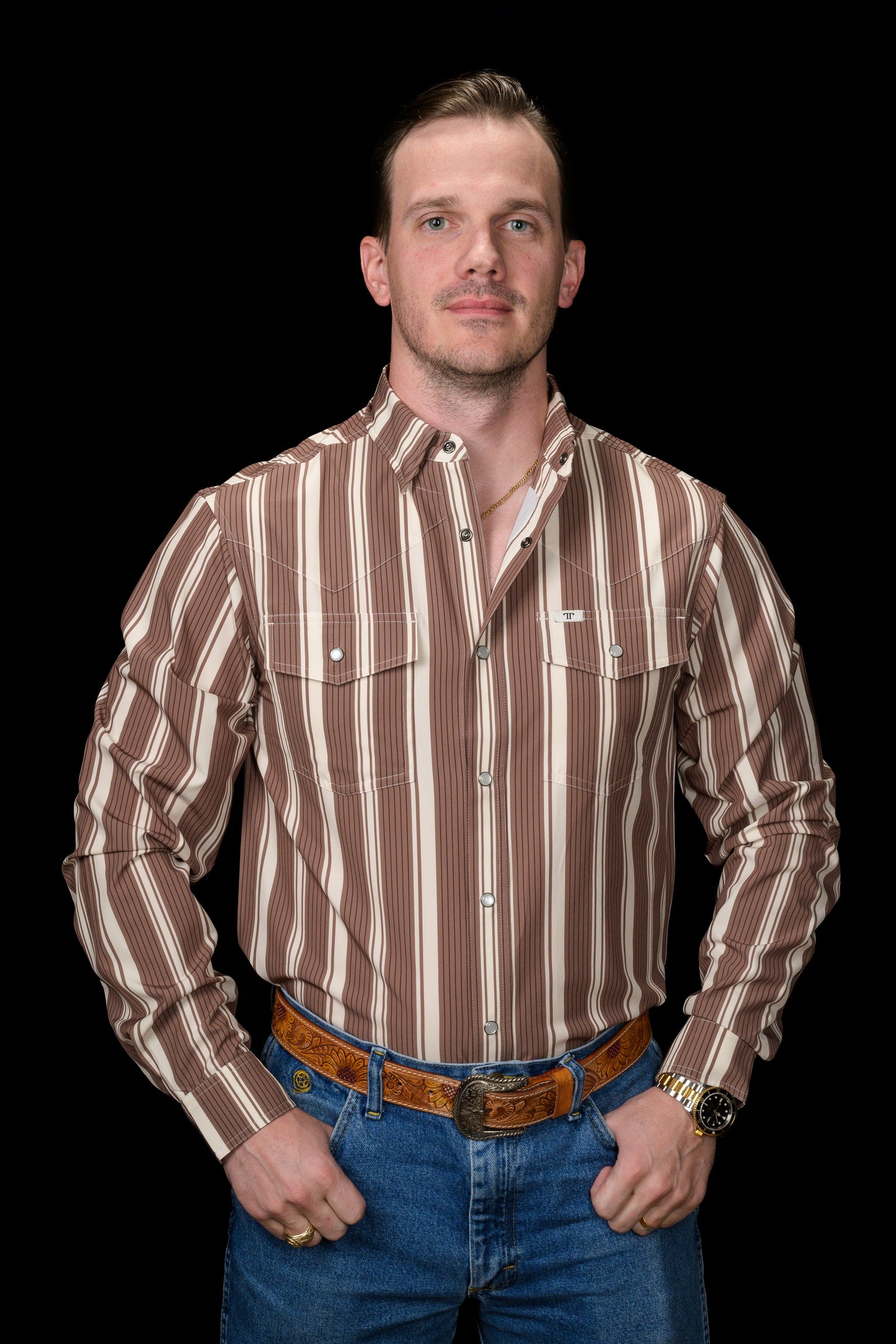 The Atlas in Brown- Long Sleeve Snap Shirt