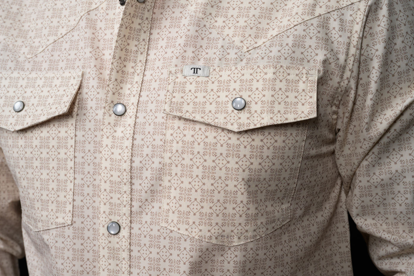 The Collin in Cream- Long Sleeve Snap Shirt by Ferrell