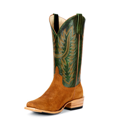 Camel Suede Cowboy Boots with 13" Emerald Explosion Top by Horse Power