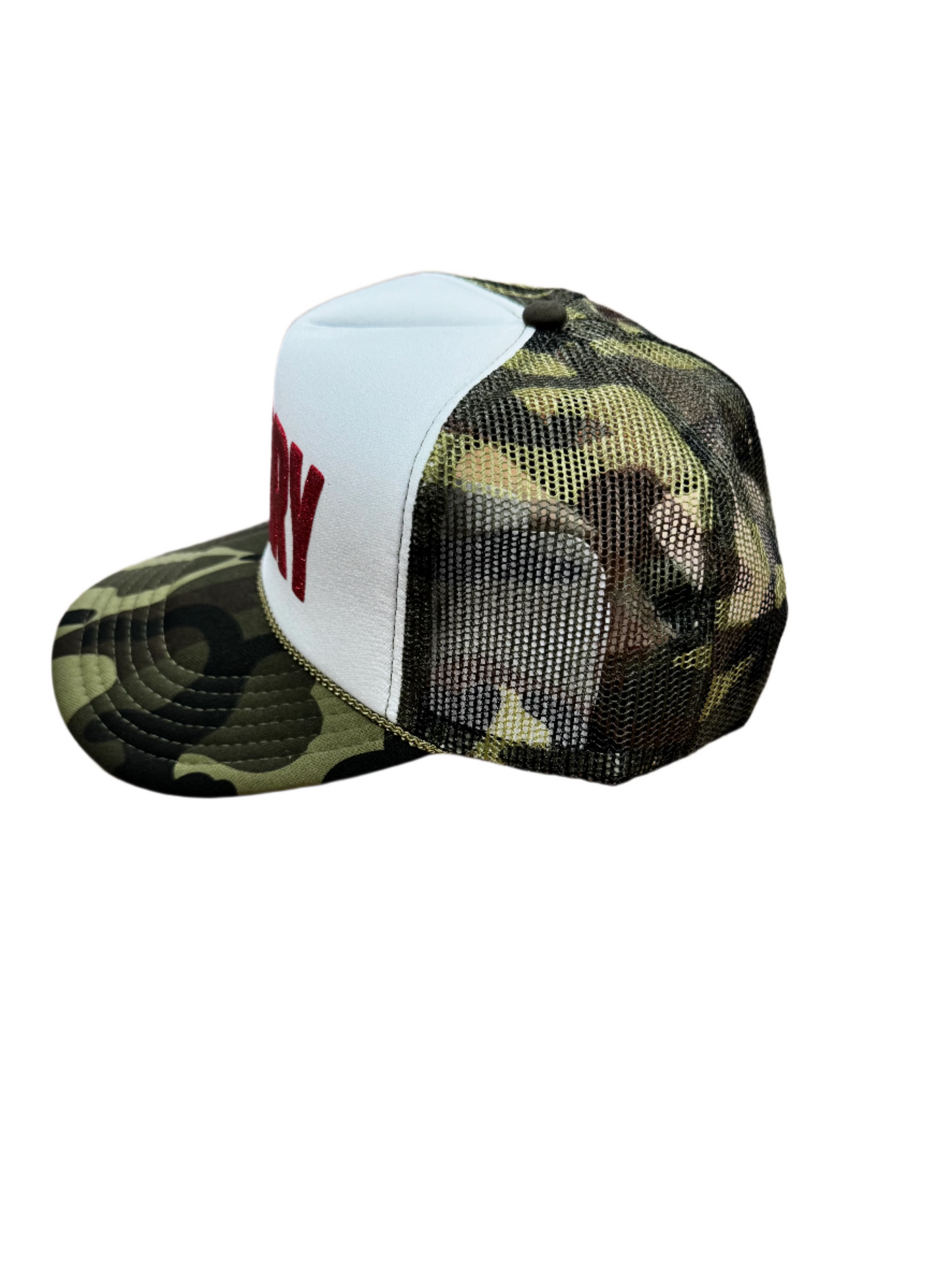 "Merry" Camo Trucker Hat by Babe
