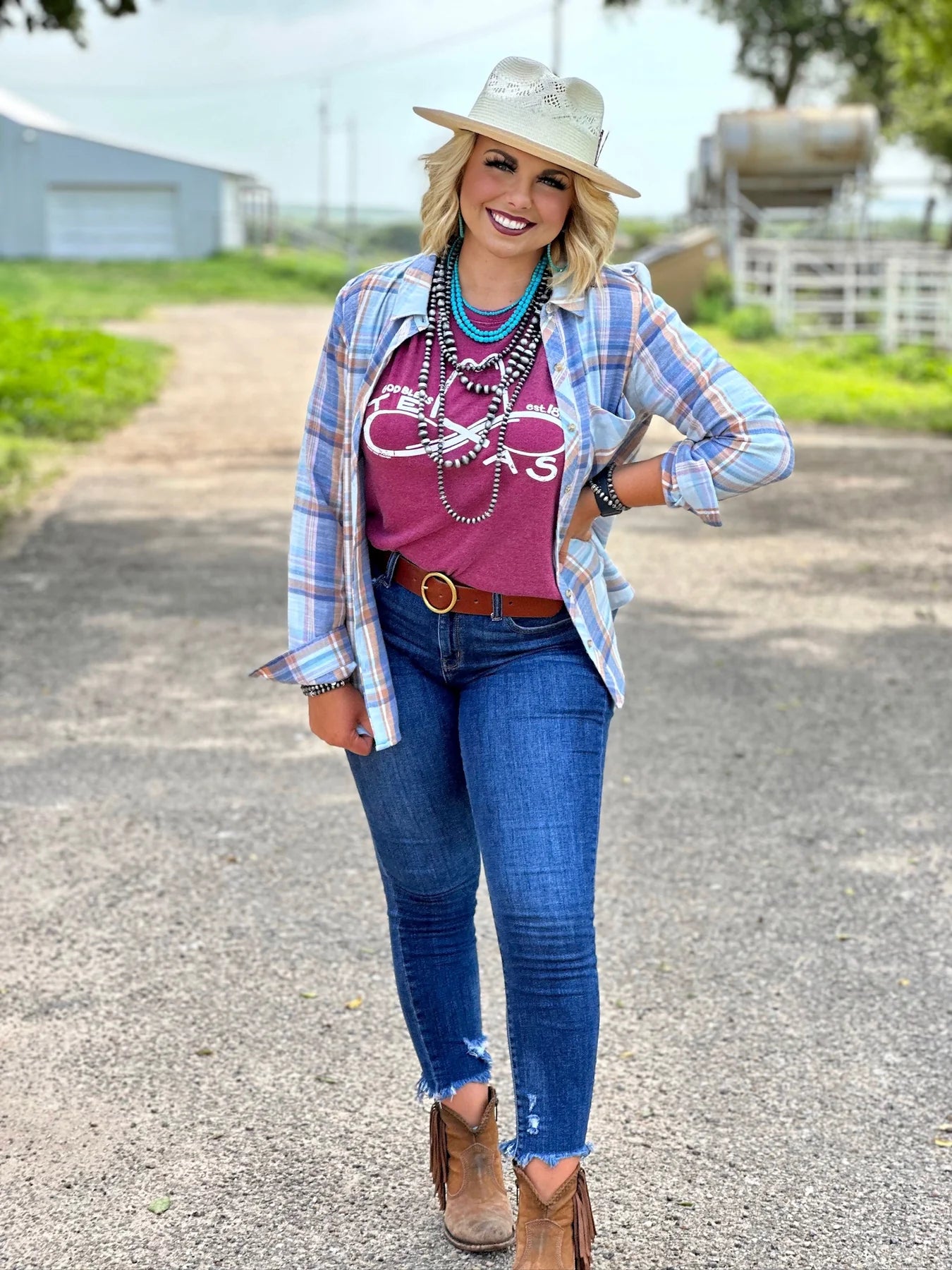God Bless Texas Tee in Maroon by Texas True Threads