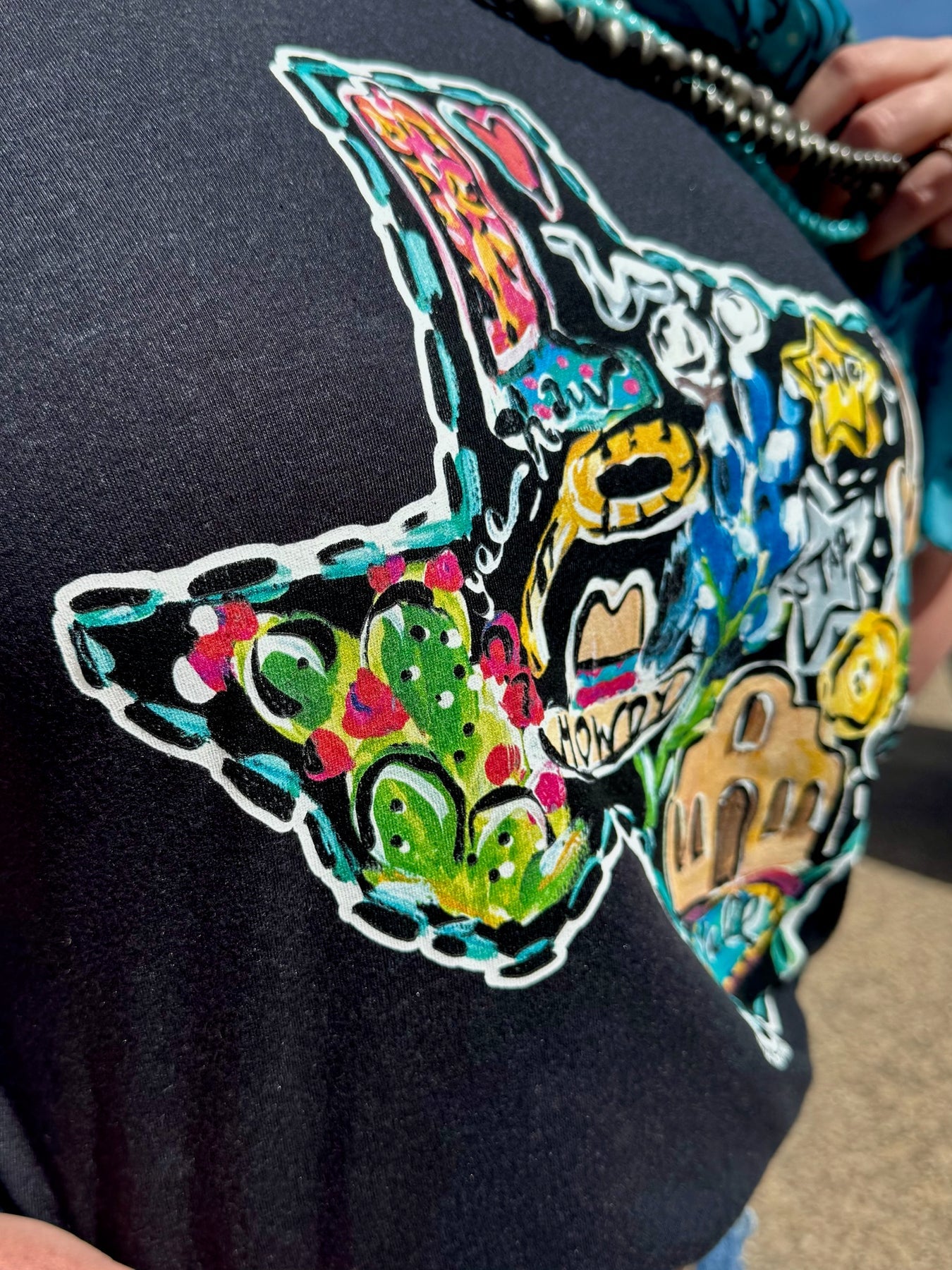 Texas Icons T-Shirt in Multi on Black by Texas True Threads (Callie Ann Stelter)
