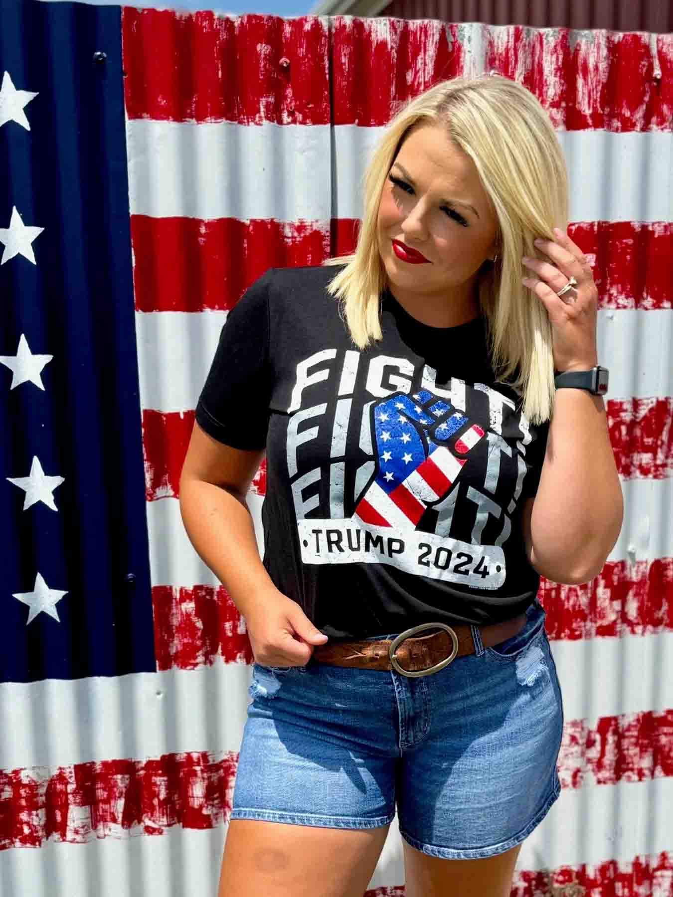 Fight Fight Fight Trump 2024 Tee in Black
