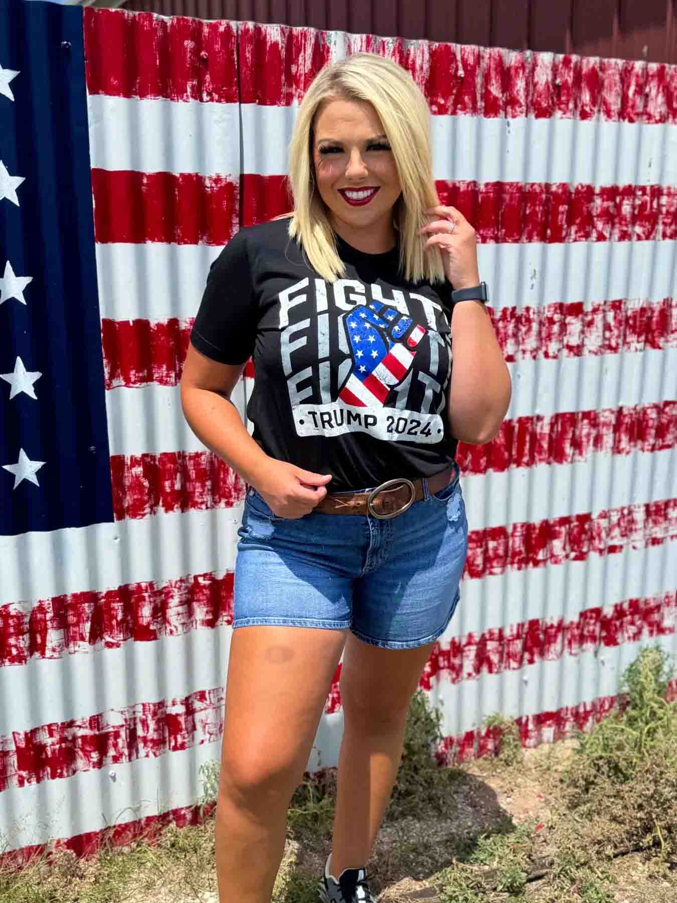 Fight Fight Fight Trump 2024 Tee in Black