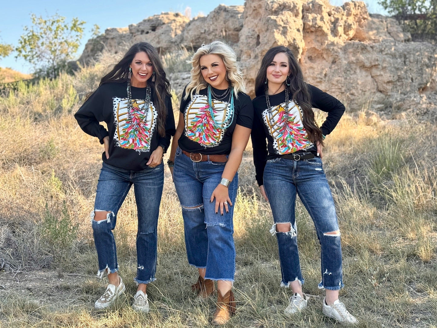 Paintbrush Christmas Tree Tee in Black by Texas True Threads