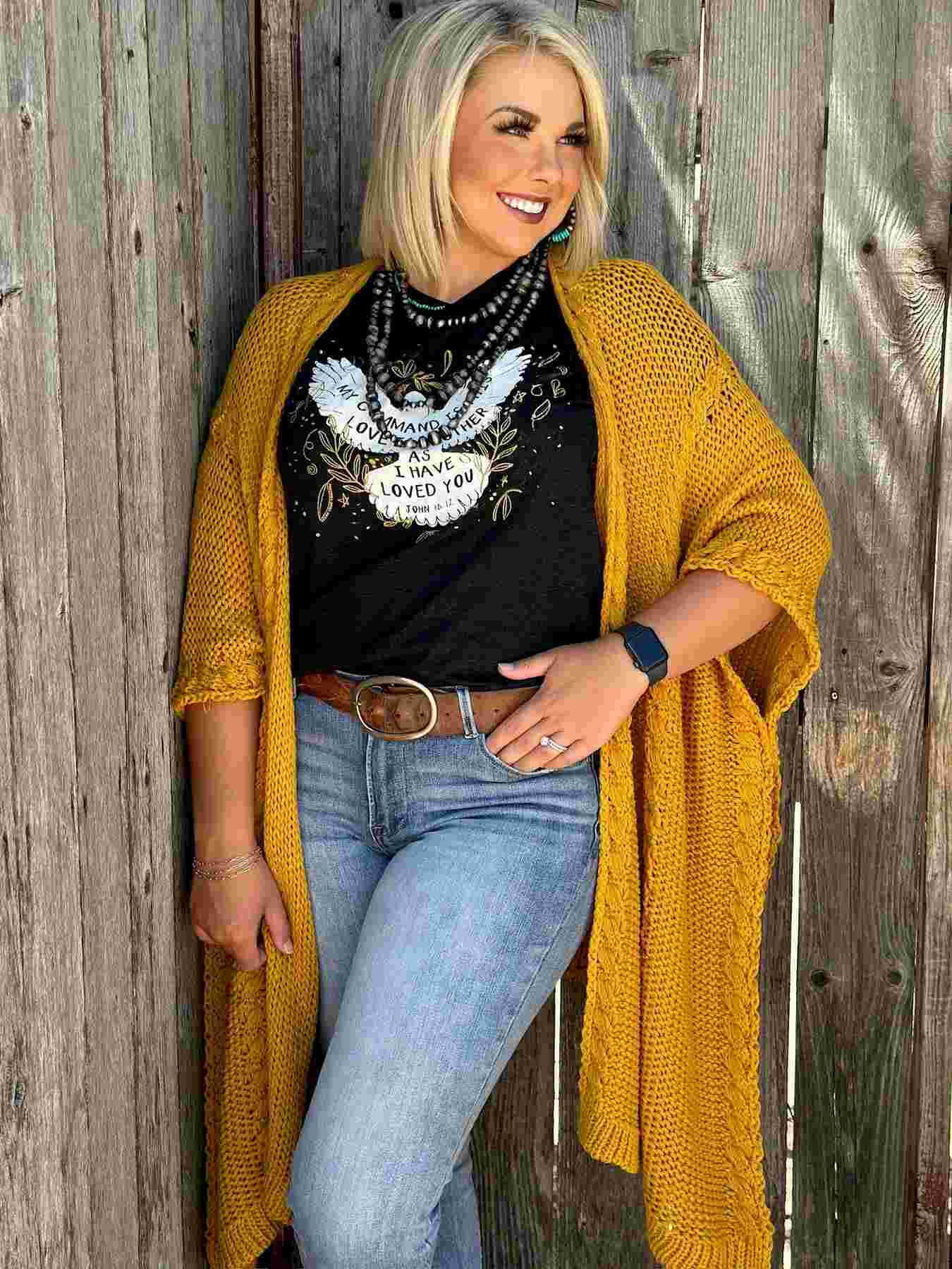 Love One Another Bird Tee on Charblack by Texas True Threads
