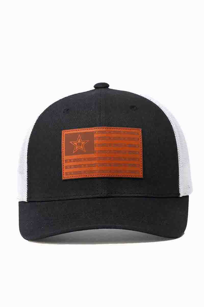 Cinch Men's Flag Logo Patch Trucker Snapback Black and White Cap