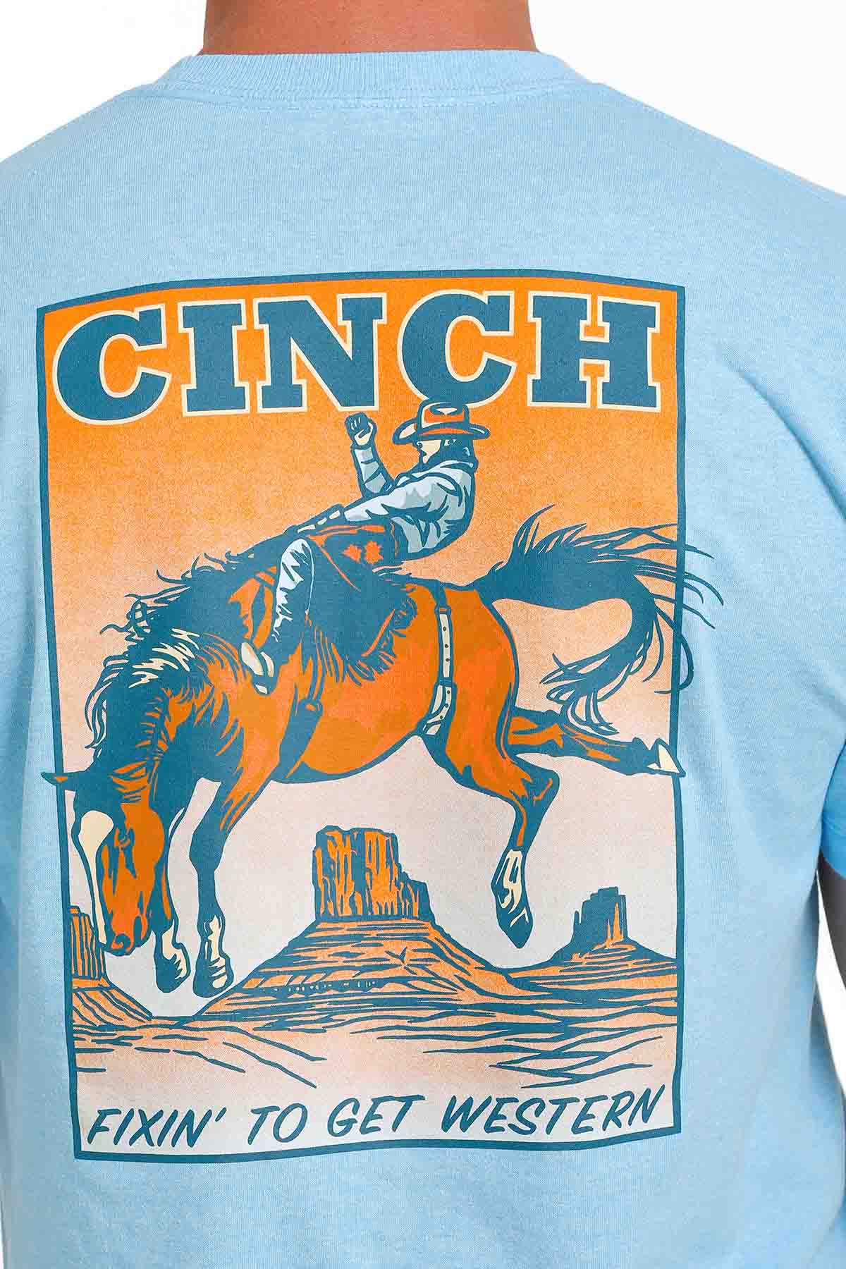Men's Cinch "Fixin' To Get Western" Graphic T-Shirt Heather Light Blue
