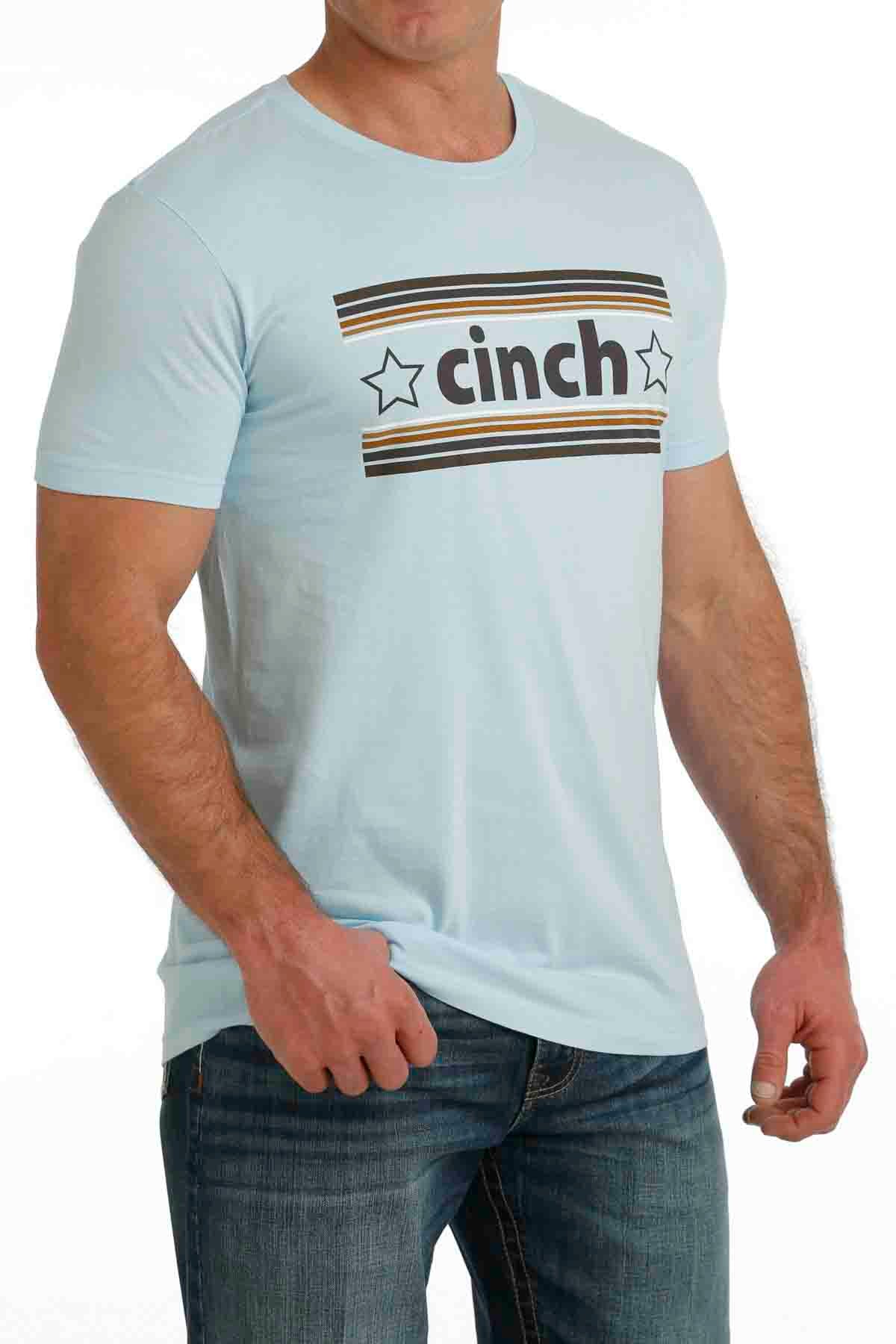 Mens Short Sleeve Logo Tee in Light Blue by Cinch