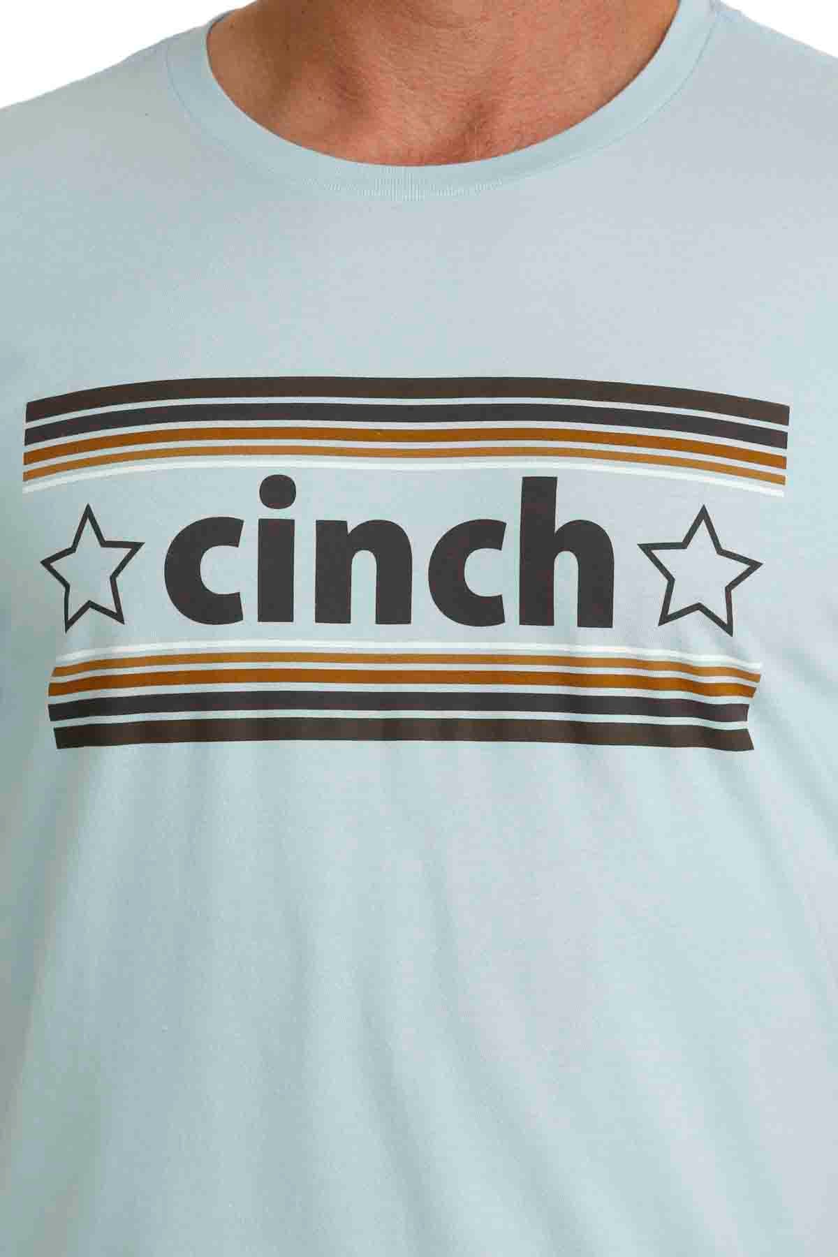 Mens Short Sleeve Logo Tee in Light Blue by Cinch