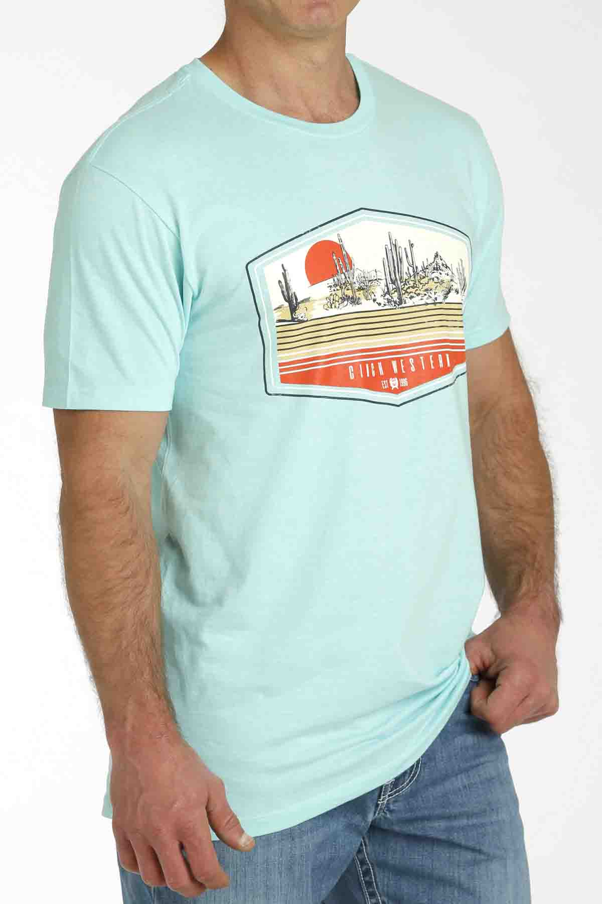 Western Desert Sunset Graphic Tee in Blue by Cinch