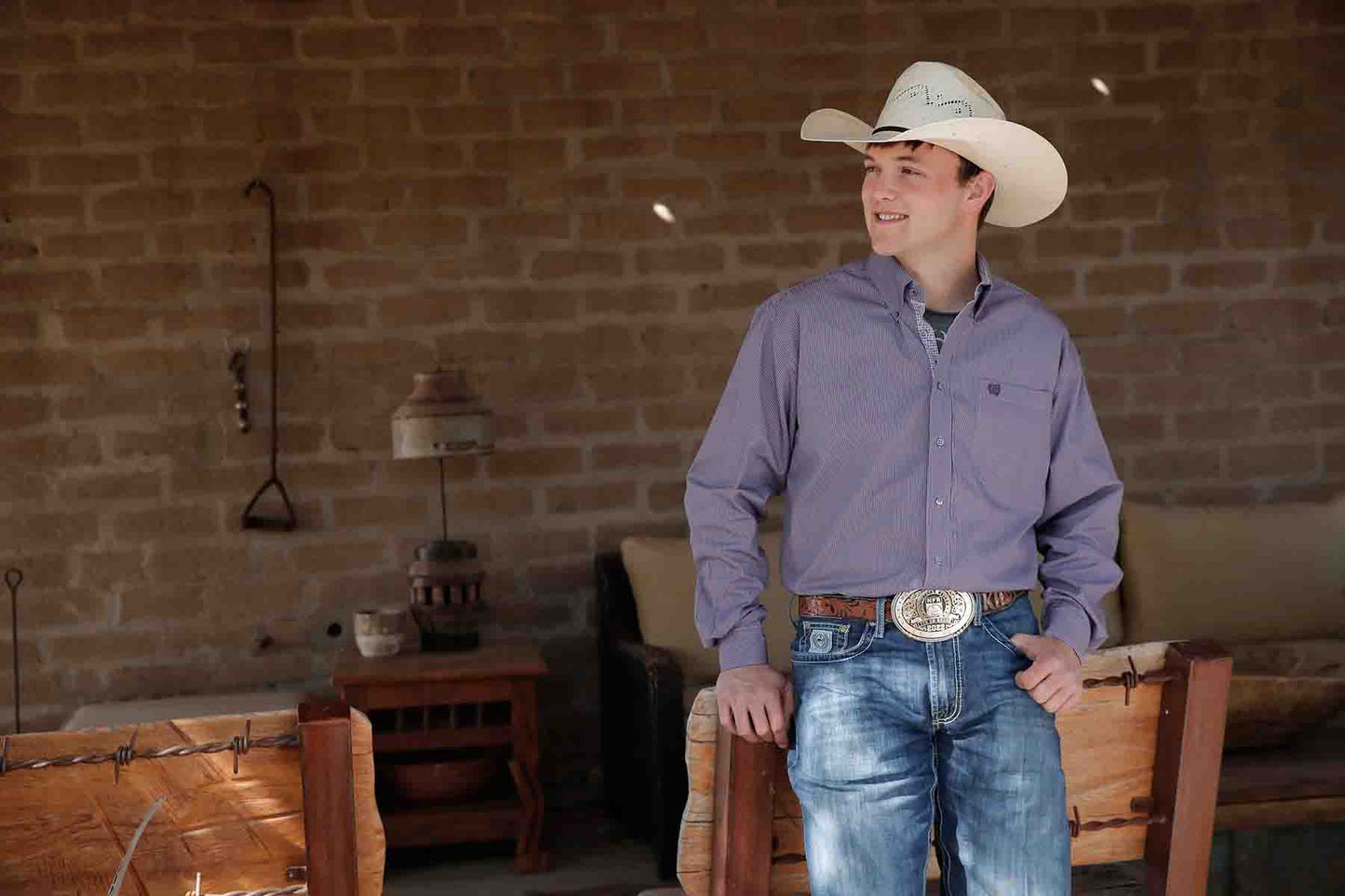 Long-Sleeve Button Down Western Shirt in Purple by Cinch