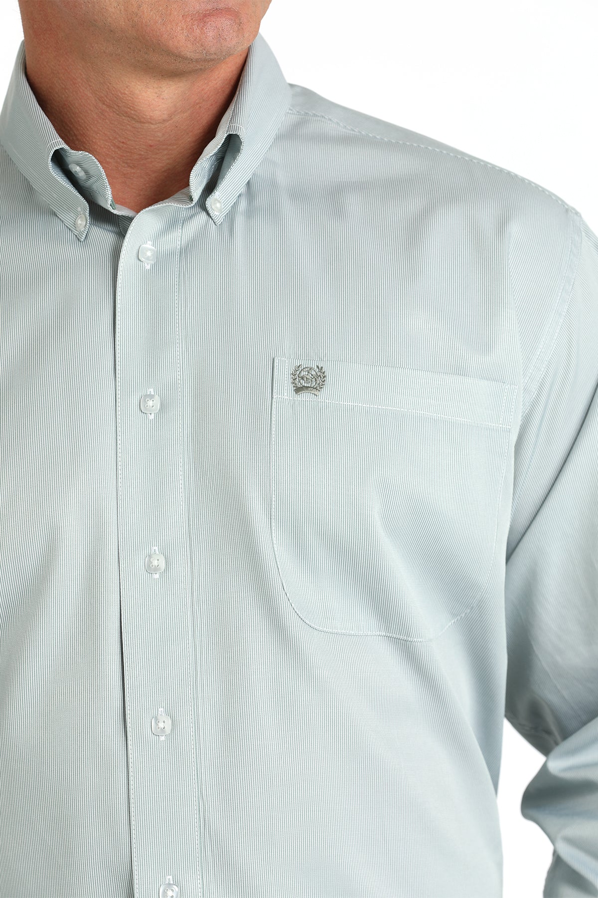 Men's Green Striped Long Sleeve Shirt by Cinch