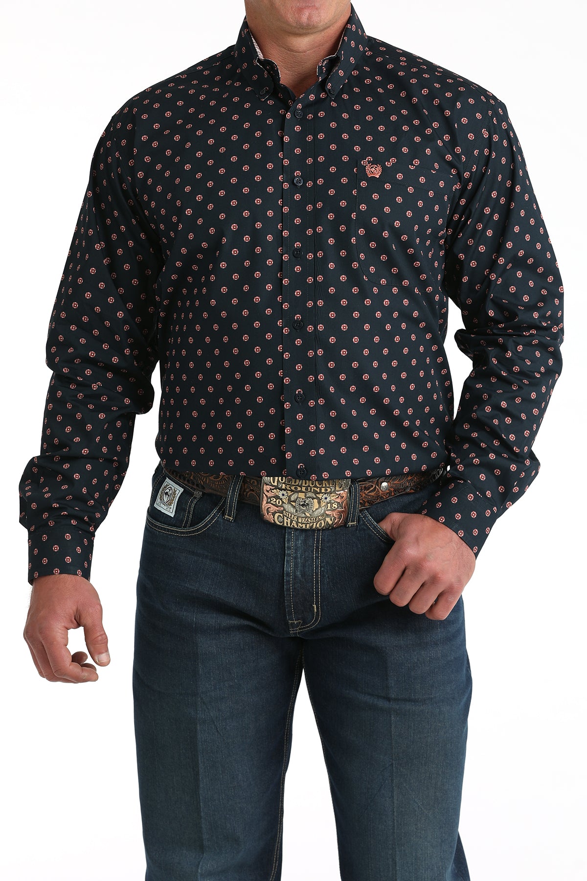 Long Sleeve Print Shirt in Navy by Cinch