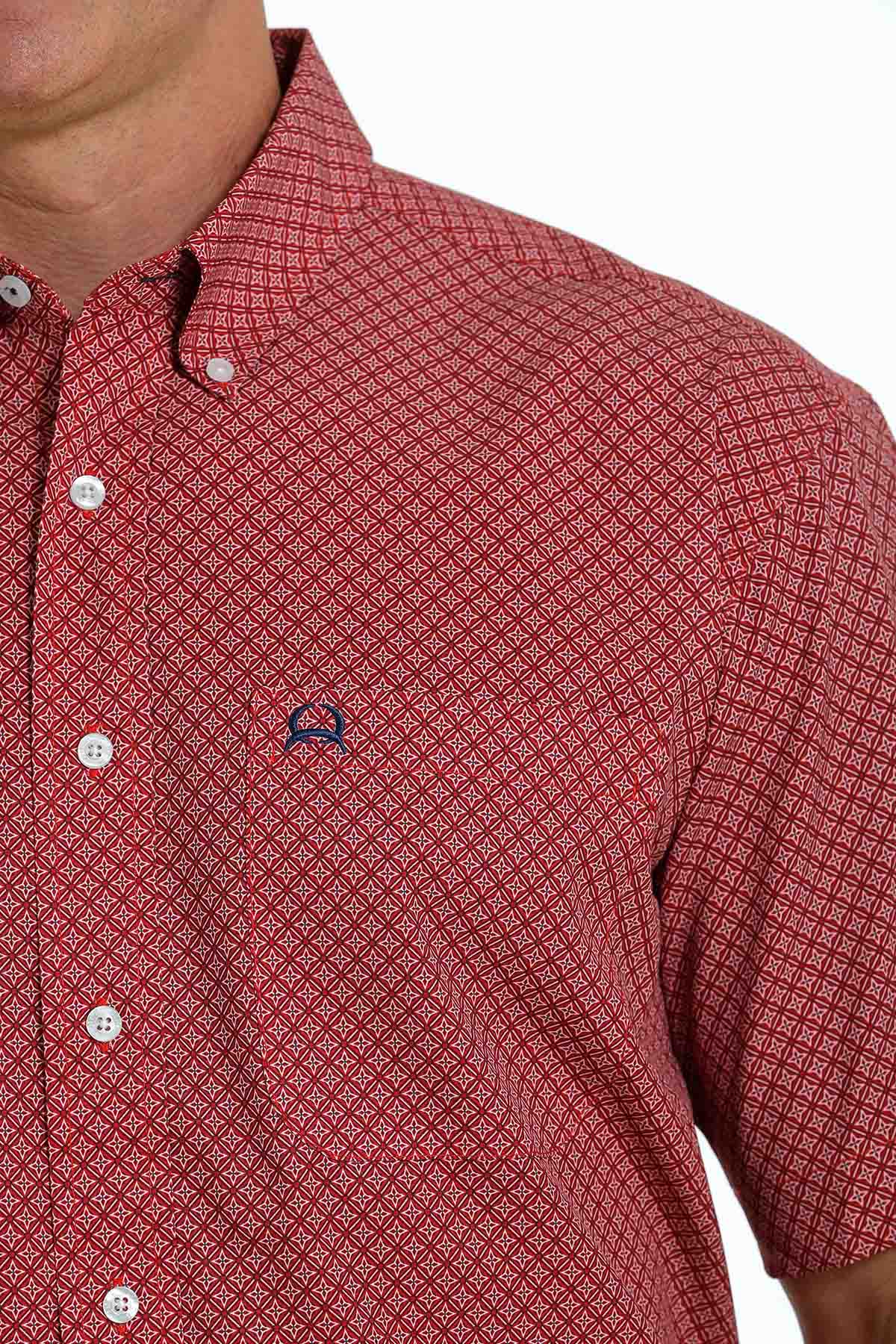 Cinch Men's Arena Flex Red Print Button Down