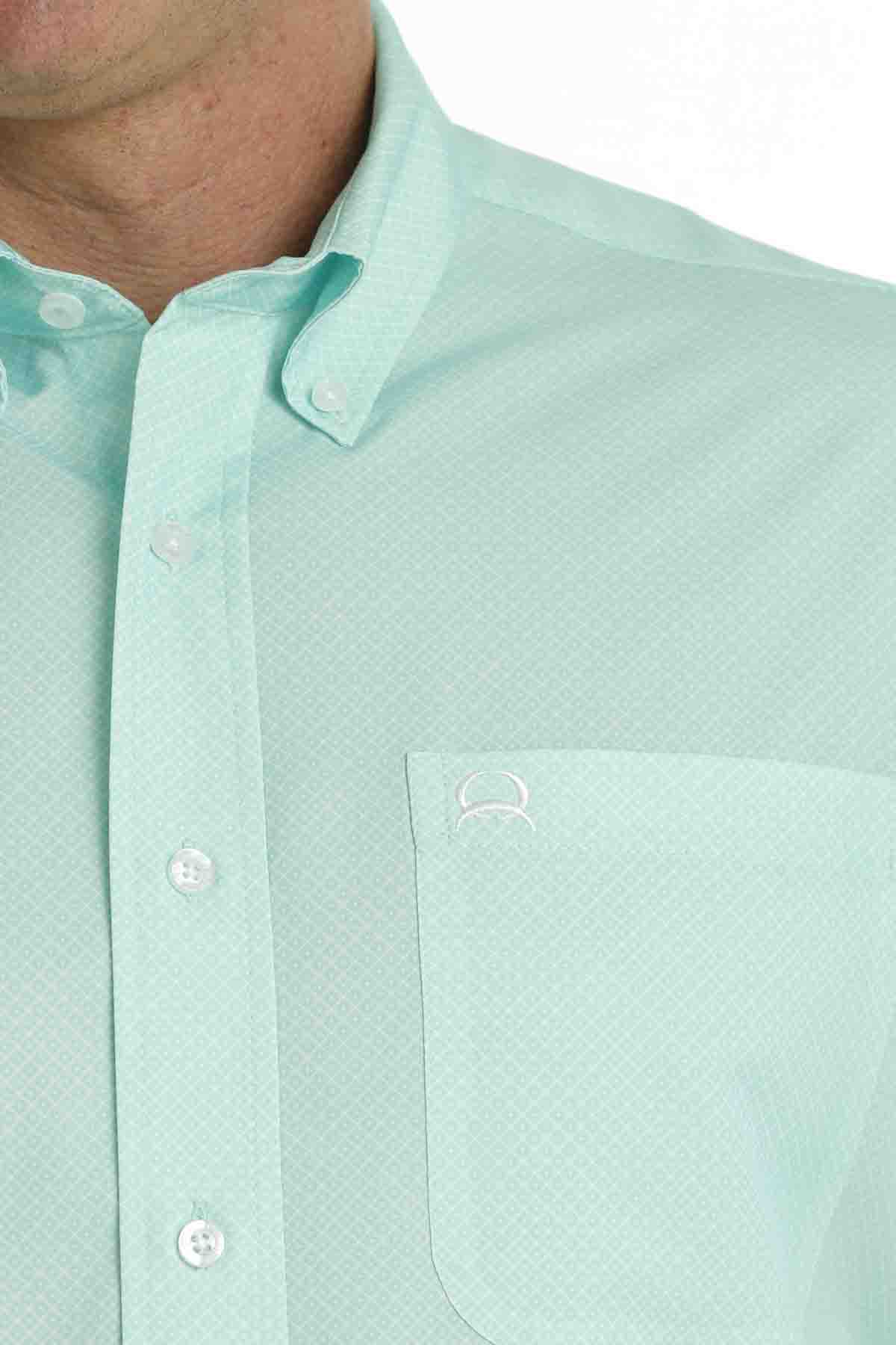 Mens Short Sleeve Arena Flex Printed Button Down in Green/White by Cinch