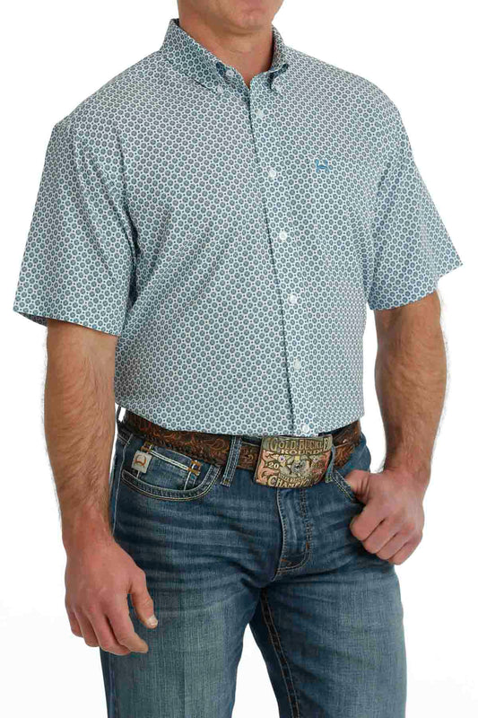 Arenaflex Men's SSL White and Blue Geometric Print BD by Cinch