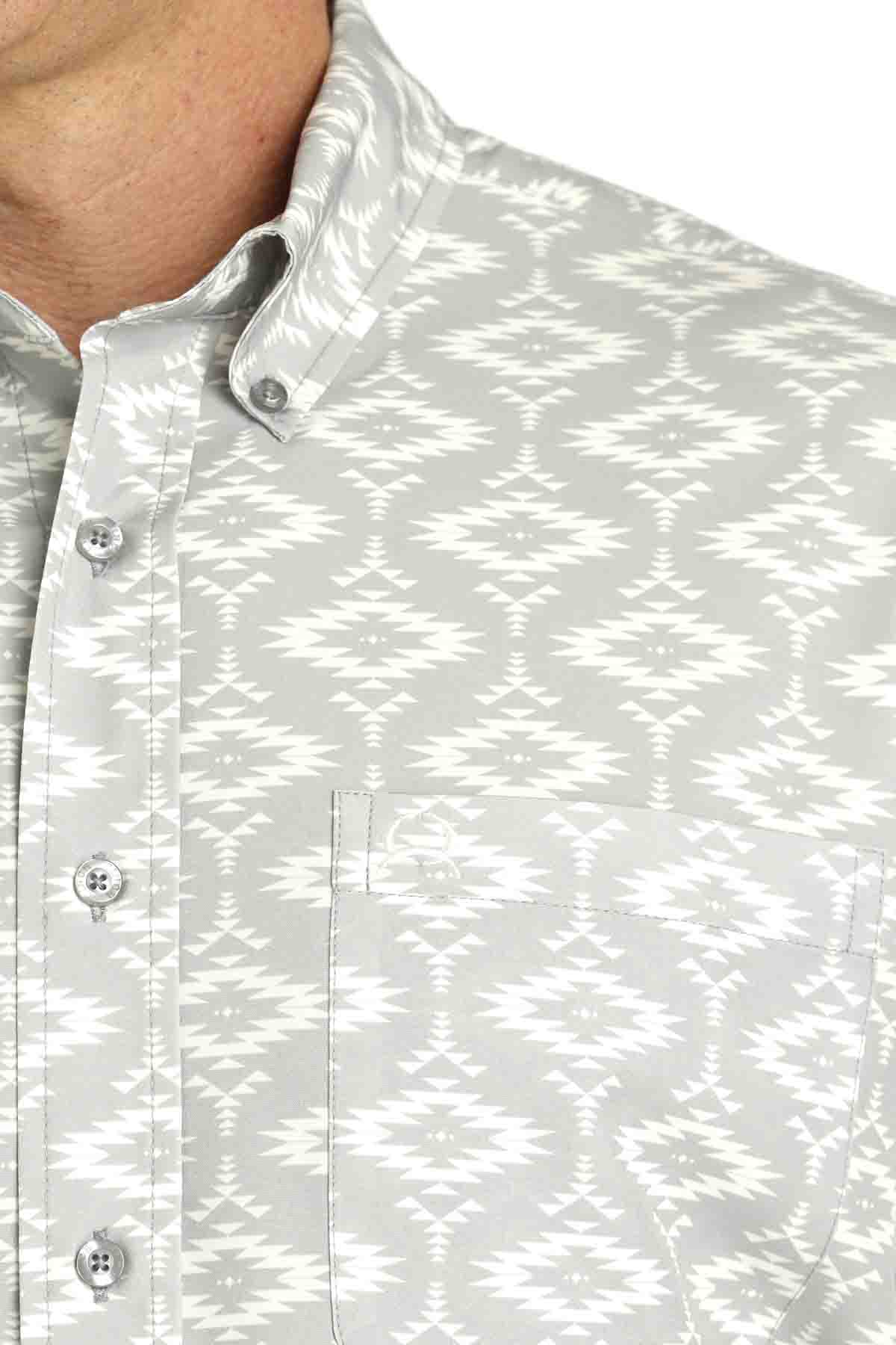 Men's ArenaFlex Grey Short Sleeve Button Up Shirt in Grey by Cinch