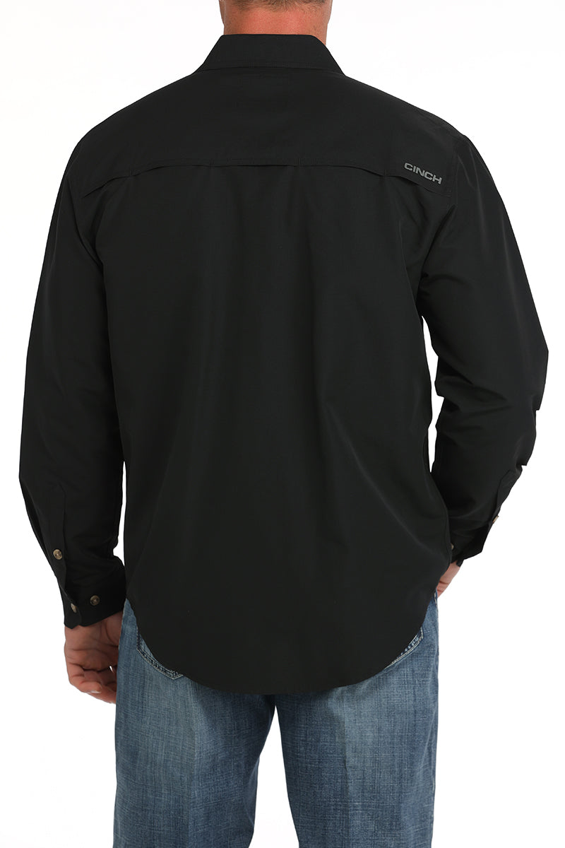 Mens Long Sleeve ArenaFlex Button Down in Black by Cinch