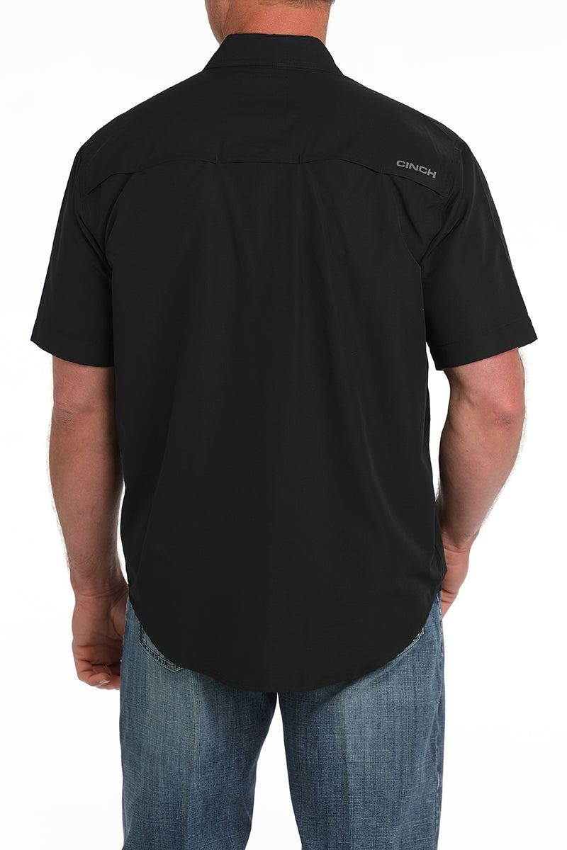 Mens Short Sleeve ArenaFlex Button Down in Black by Cinch