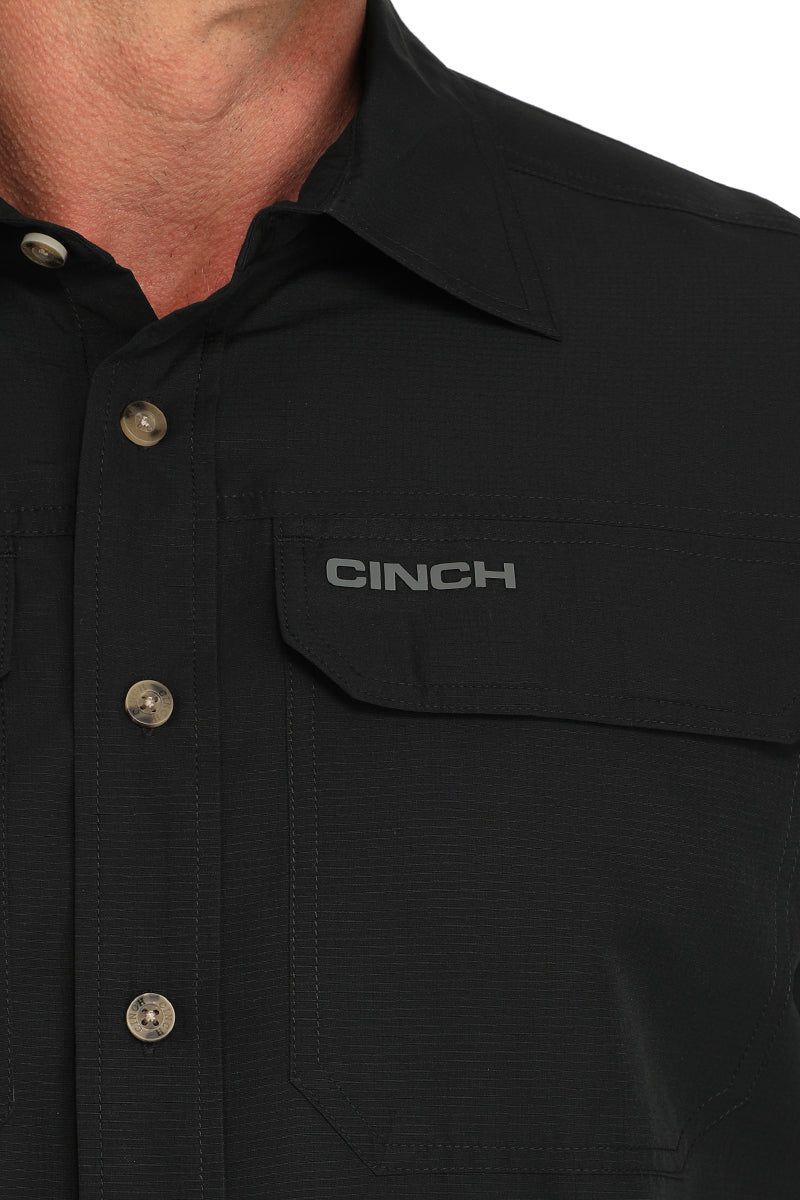Mens Short Sleeve ArenaFlex Button Down in Black by Cinch