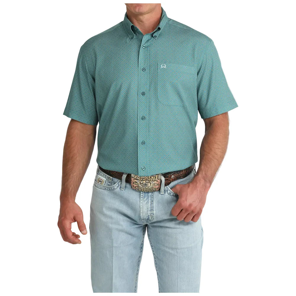 Cinch Mens Short-Sleeve Print ArenaFlex in Teal