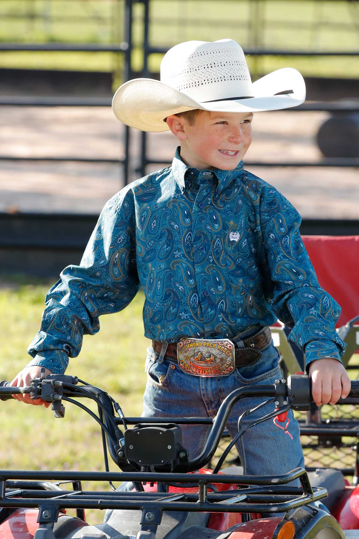Boys Blue/Orange Paisley Long Sleeve Button Down Shirt by Cinch