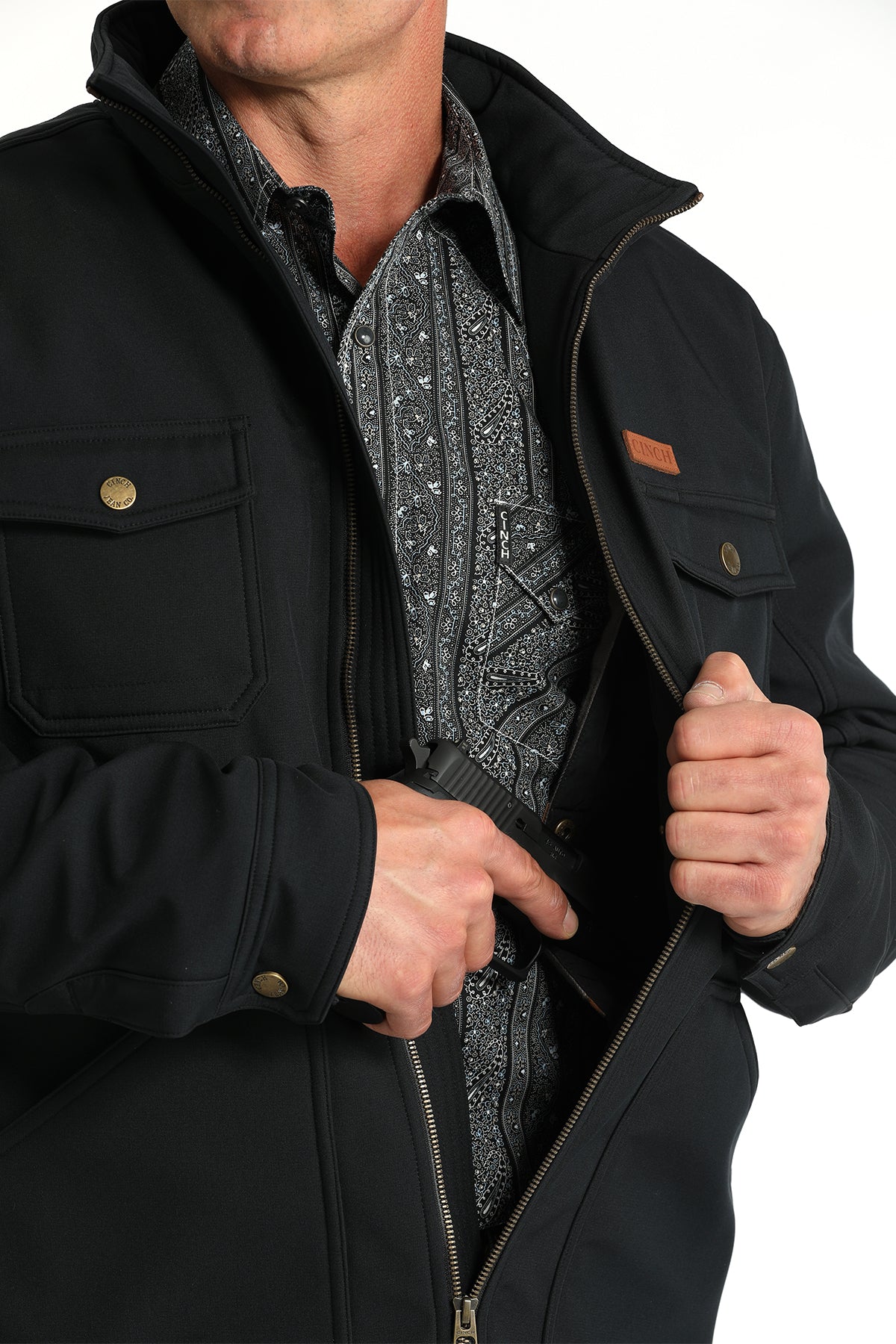 Mens Concealed Carry Bonded Jacket in Black by Cinch