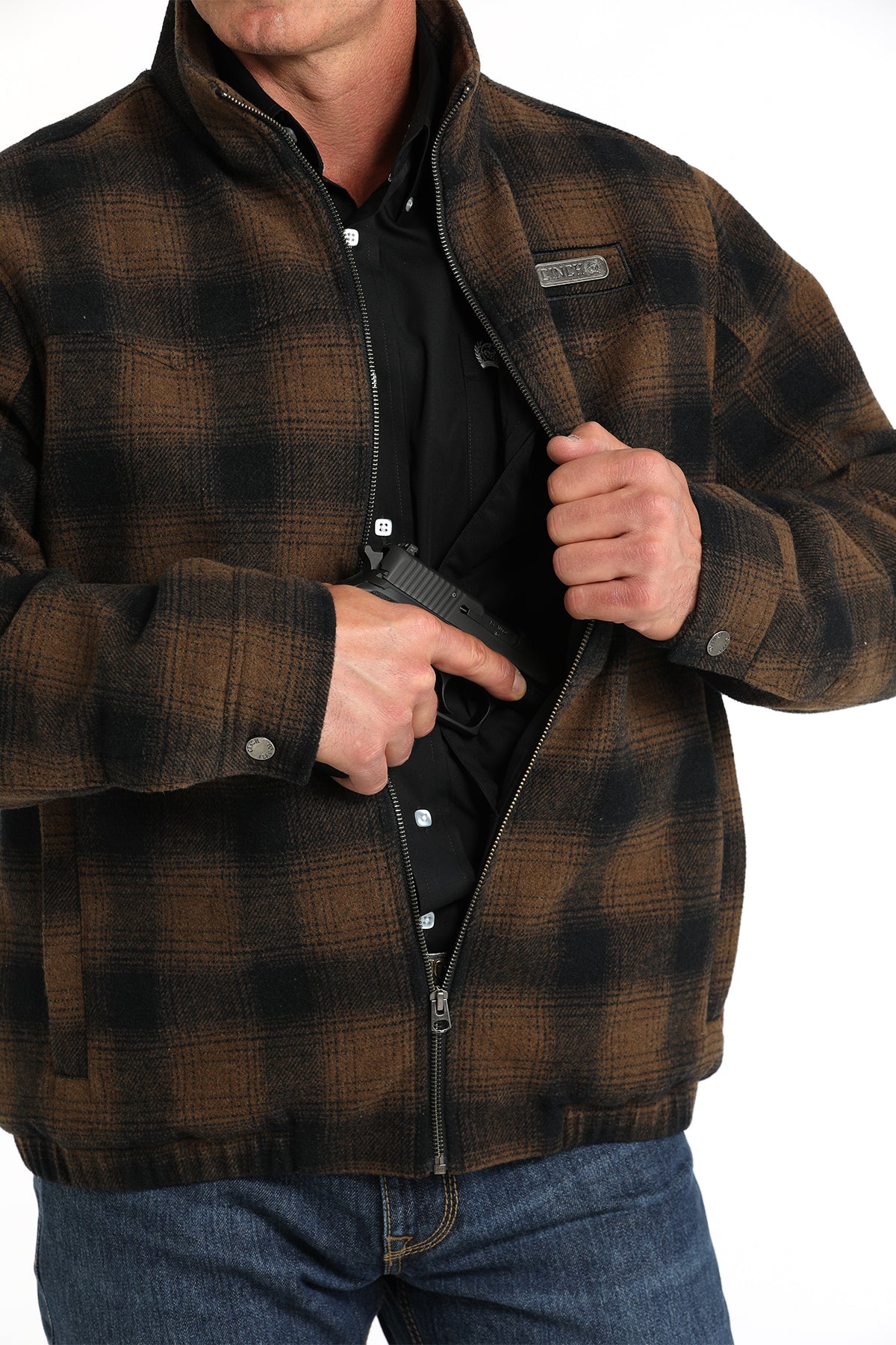 Men's Concealed Carry Wooly Jacket in Brown by Cinch
