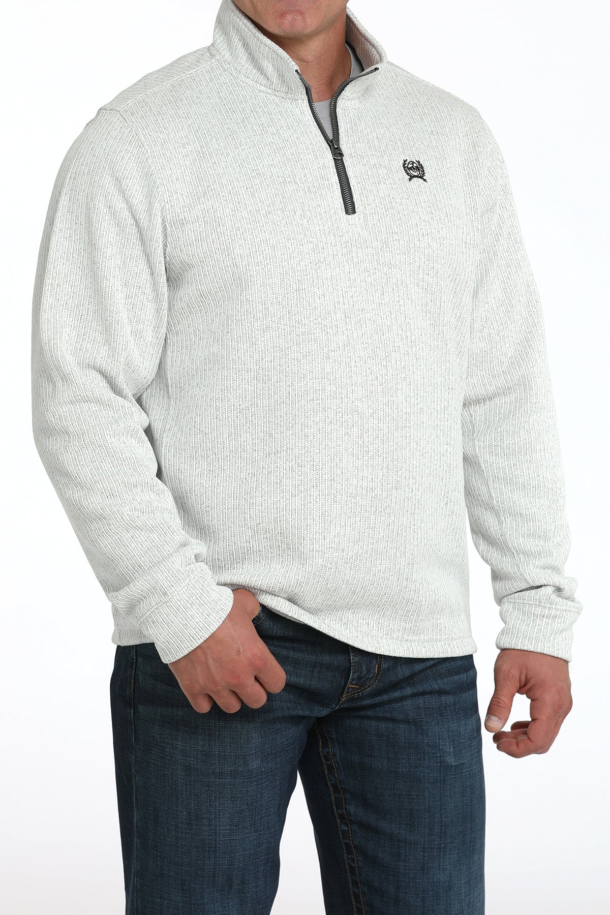 Cinch Mens 1/4 Zip Pullover in Light Grey