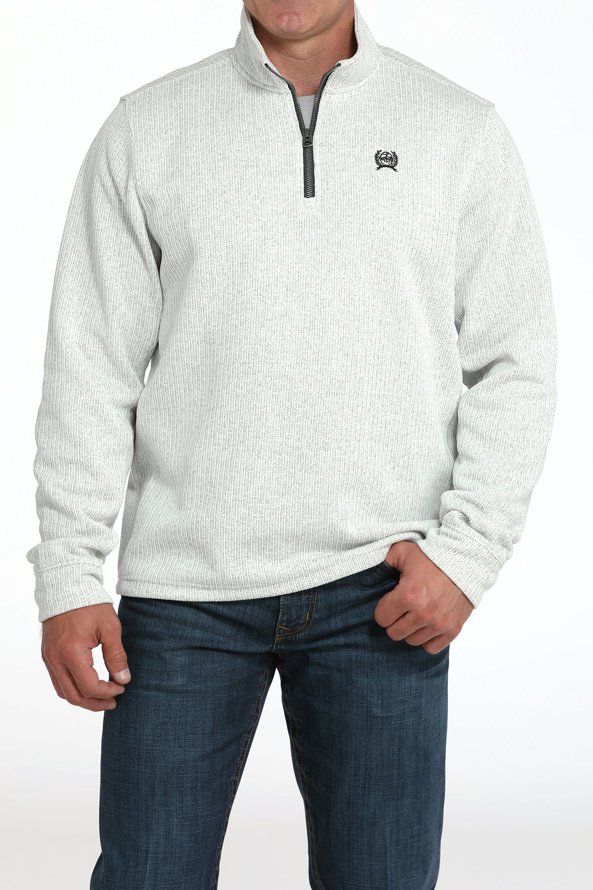 Cinch Mens 1/4 Zip Pullover in Light Grey