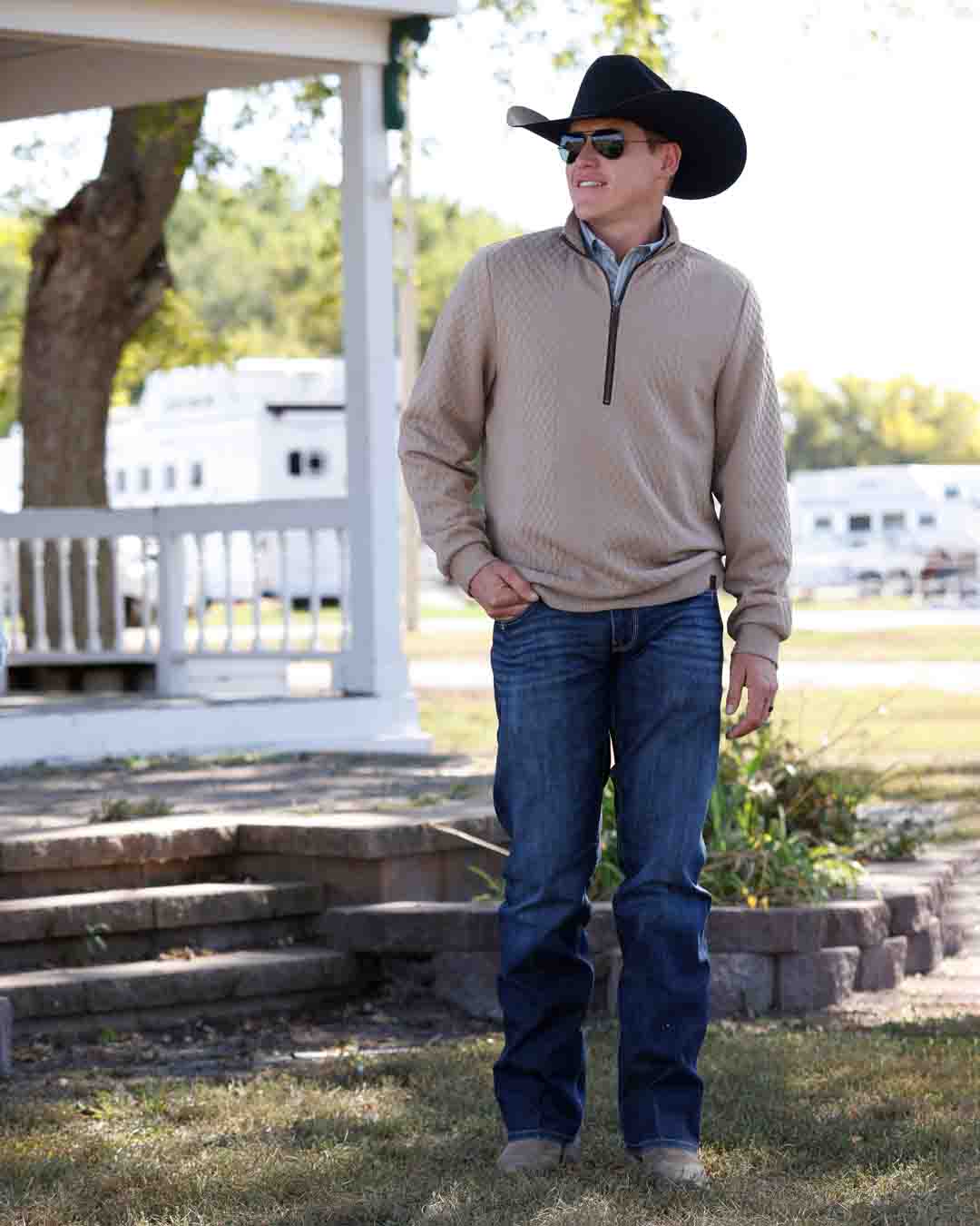 Mens 1/2 Zip Pullover Jacket in Stone by Cinch