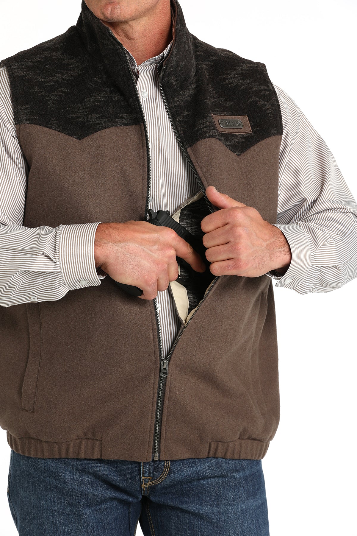 Men's Concealed Carry Wooly Vest in Brown by Cinch