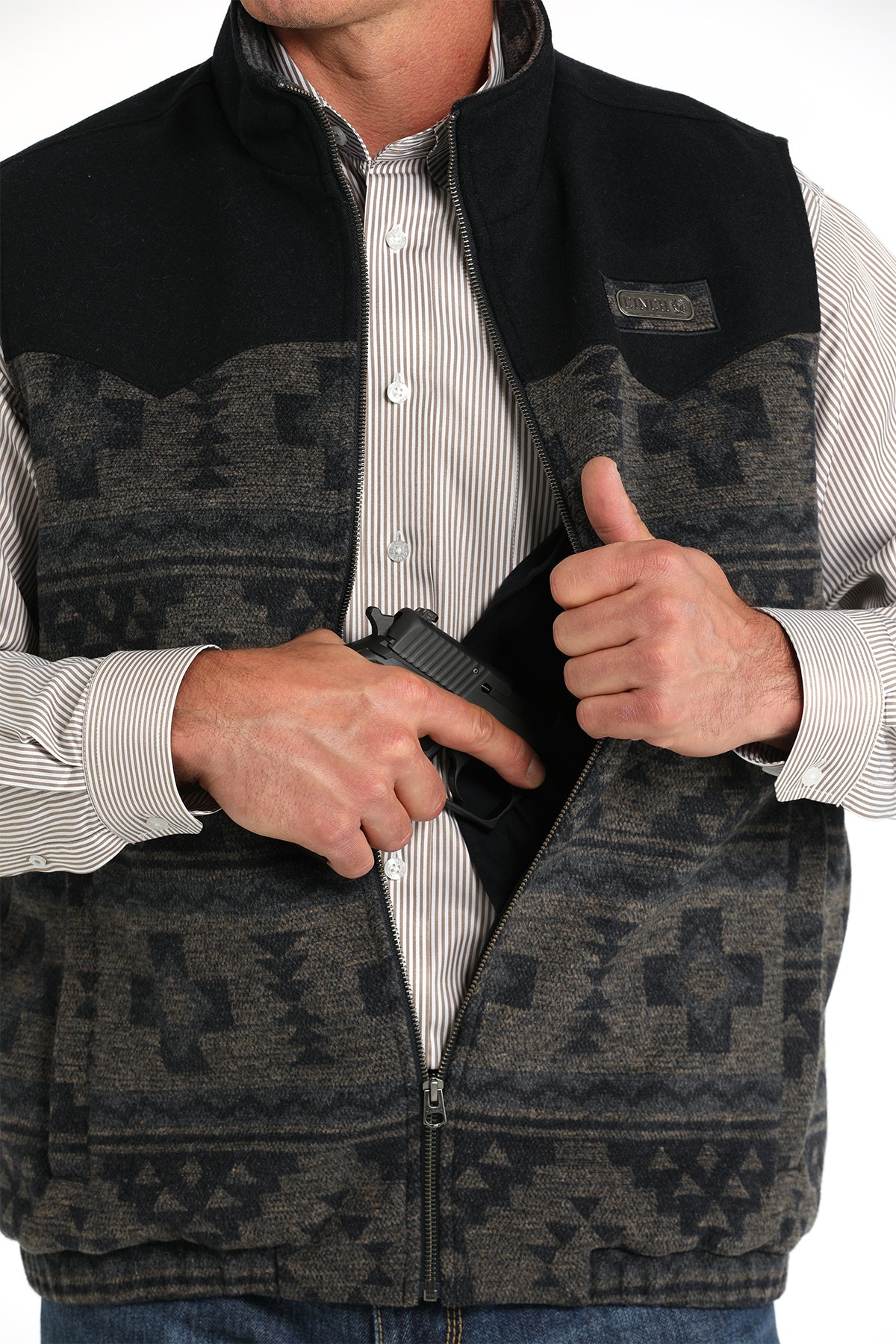 Men's Concealed Carry Wooly Vest in Navy by Cinch
