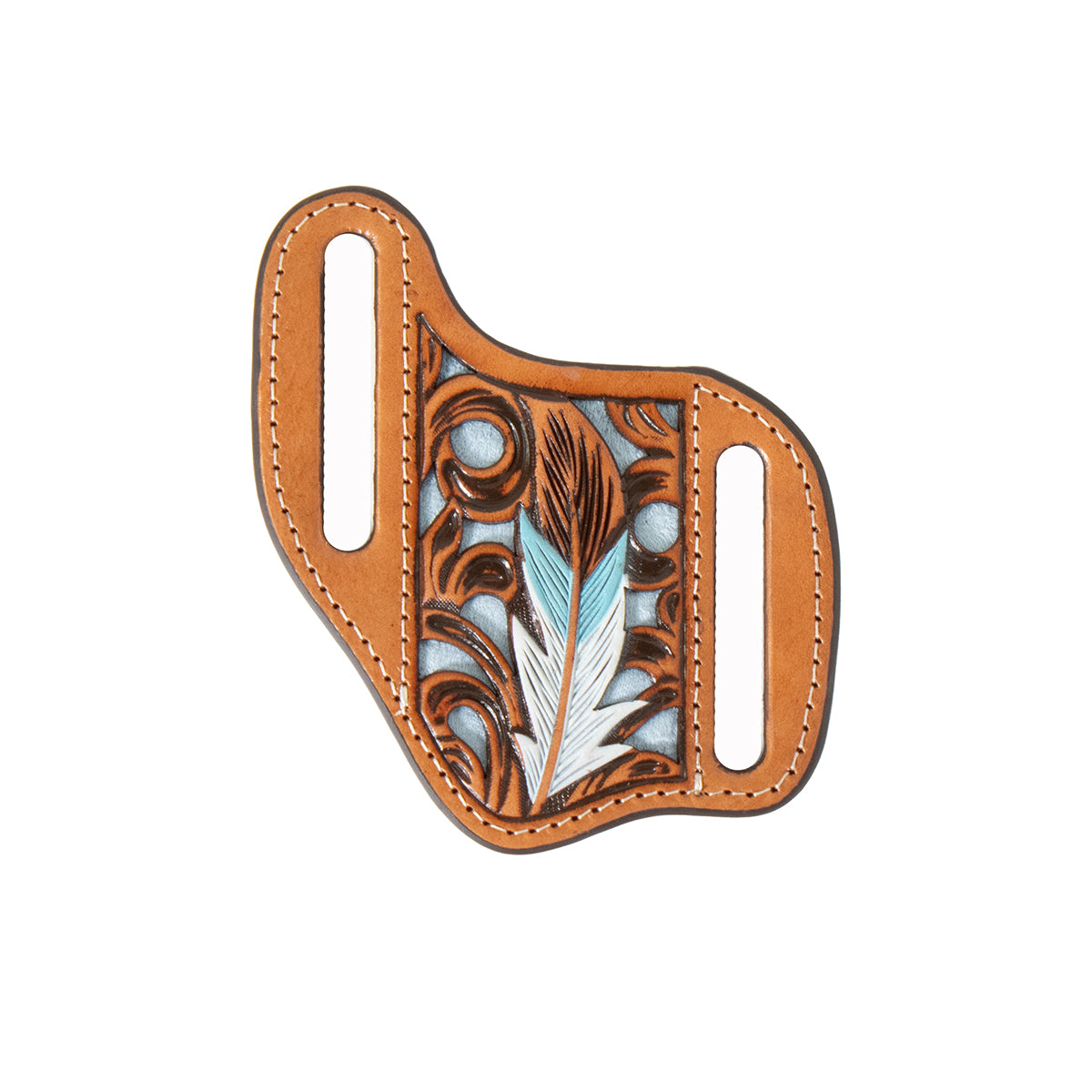 Nocona Knife Sheath Filigree Feather Tan
