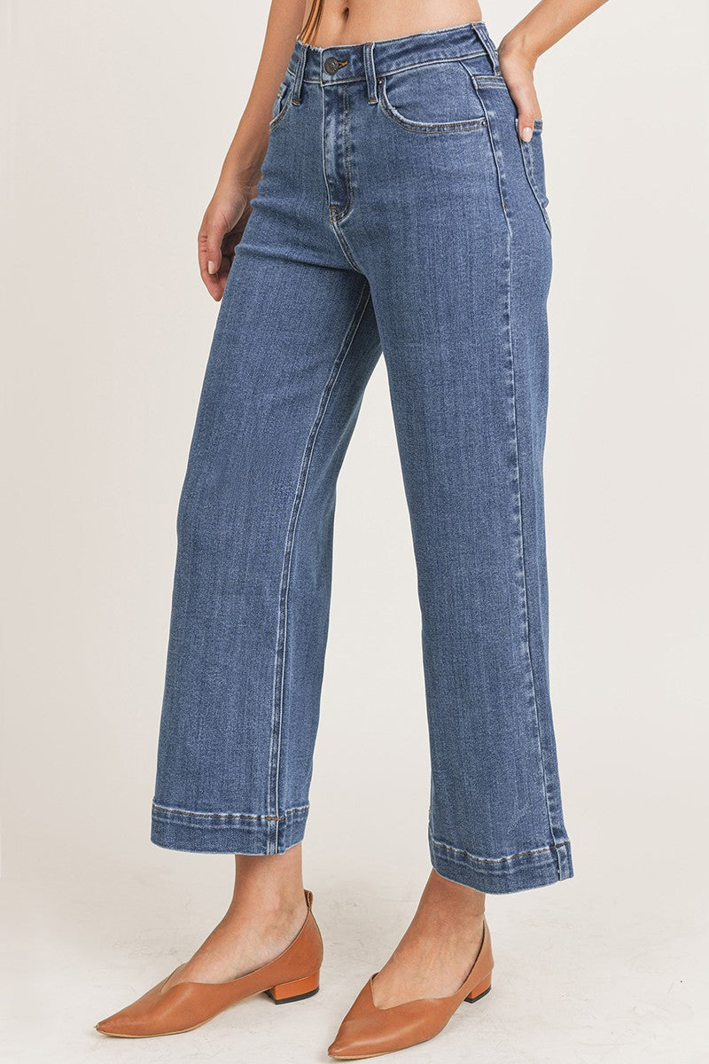 High Rise Ankle Crop Wide Leg Jeans by Risen Jeans
