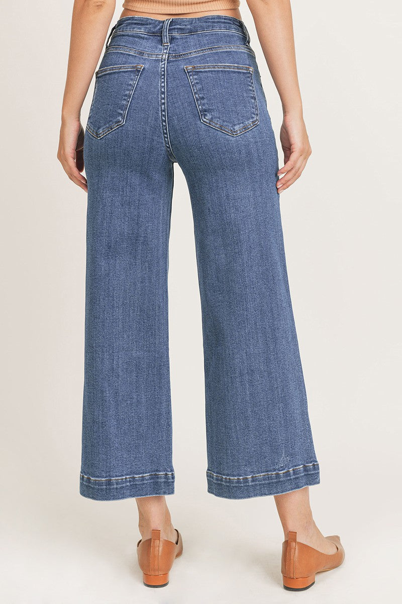 High Rise Ankle Crop Wide Leg Jeans by Risen Jeans