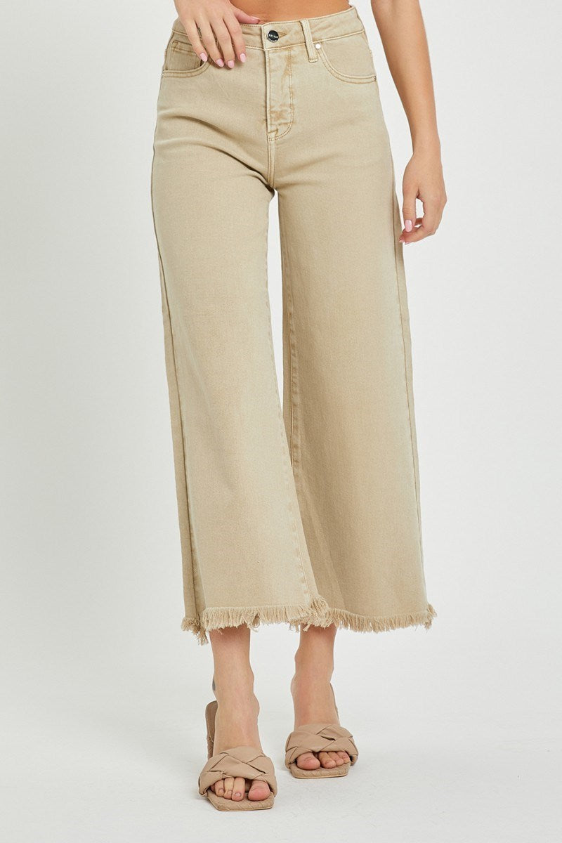 High Rise Tummy Control Crop Wide Leg Jeans by Risen Jeans