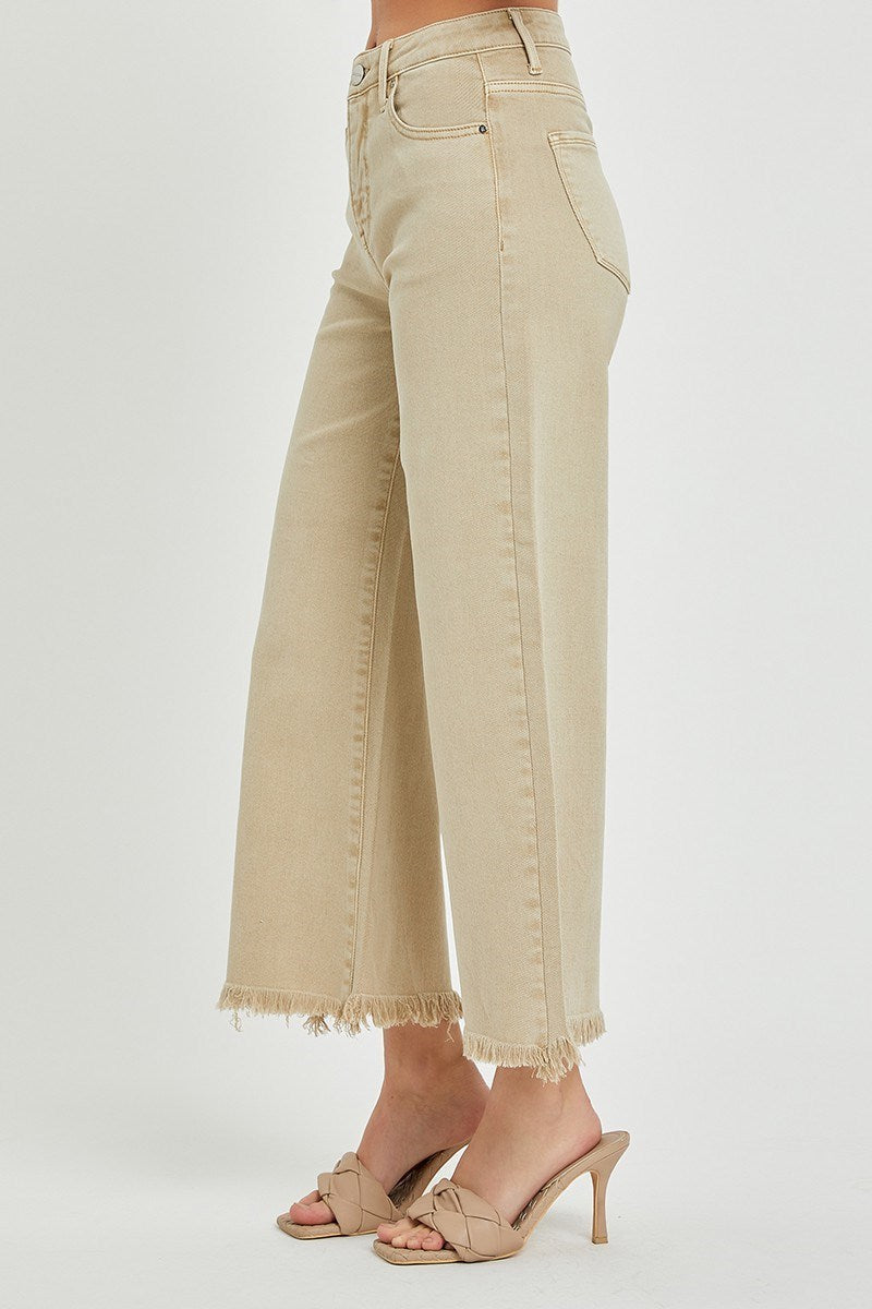 High Rise Tummy Control Crop Wide Leg Jeans by Risen Jeans