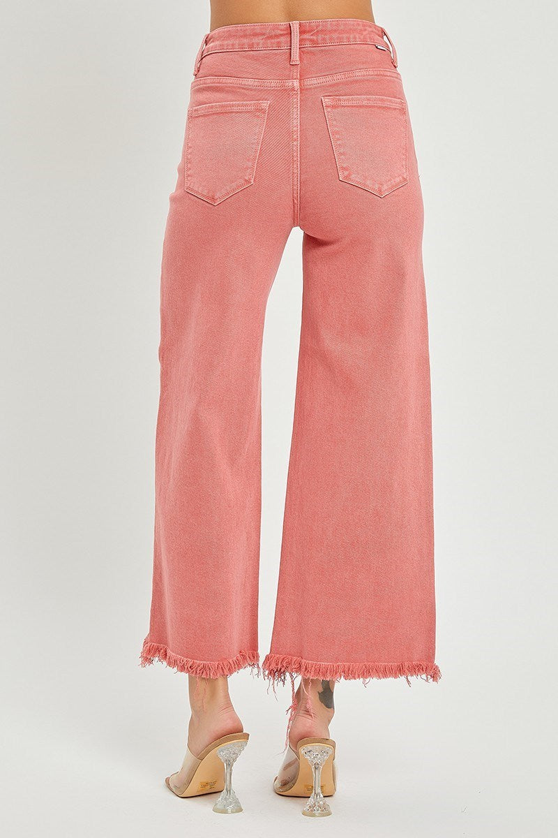 High Rise Tummy Control Crop Wide Leg Jeans by Risen Jeans