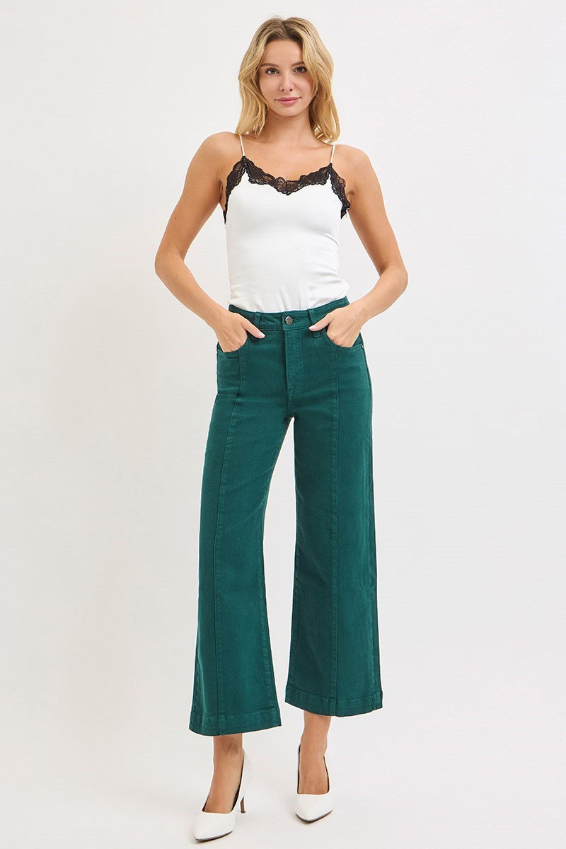 Tummy Control High Rise Wide-Leg Crop Jeans by Risen Jeans