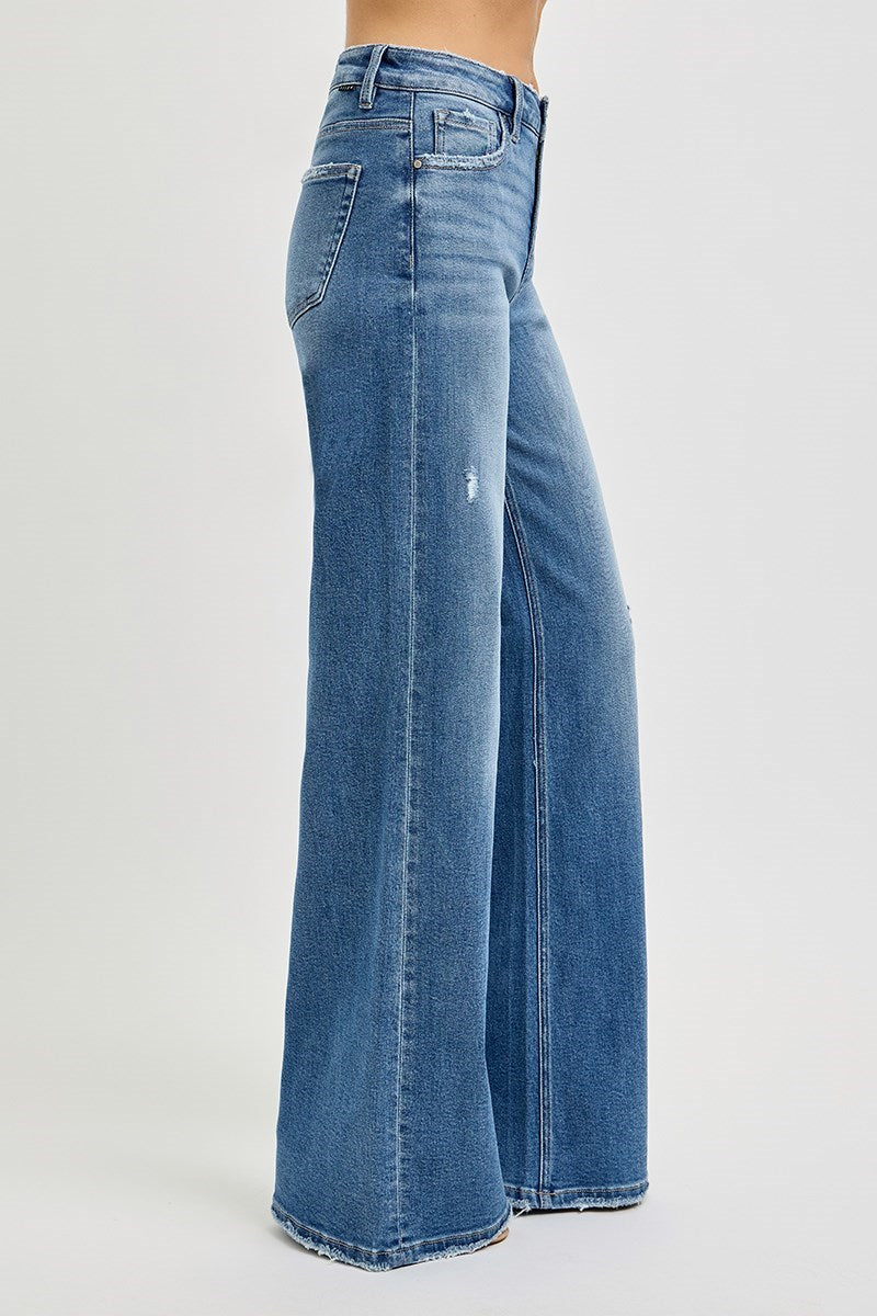 Tummy Control High Rise Wide Leg Jeans by Risen
